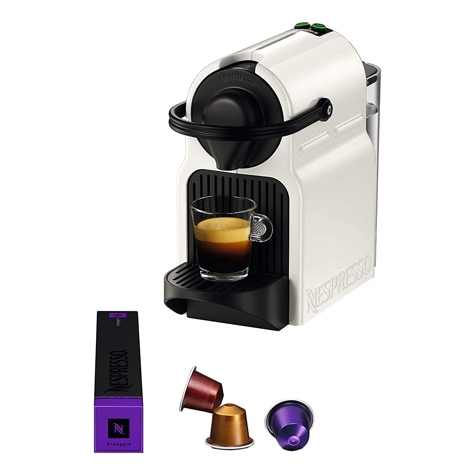 Nespresso Krups Inissia Semi-Automatic Coffee Maker (Makes Espresso/Lungo, 25 Sec Heat-up Time, XN1001, White)_1