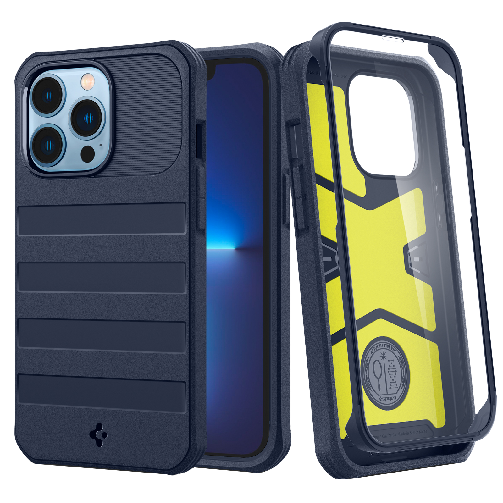 

Spigen Geo Armor 360 Back Case For iPhone 13 Pro Max (Military Drop Protection, ACS03234, Navy Blue), No color