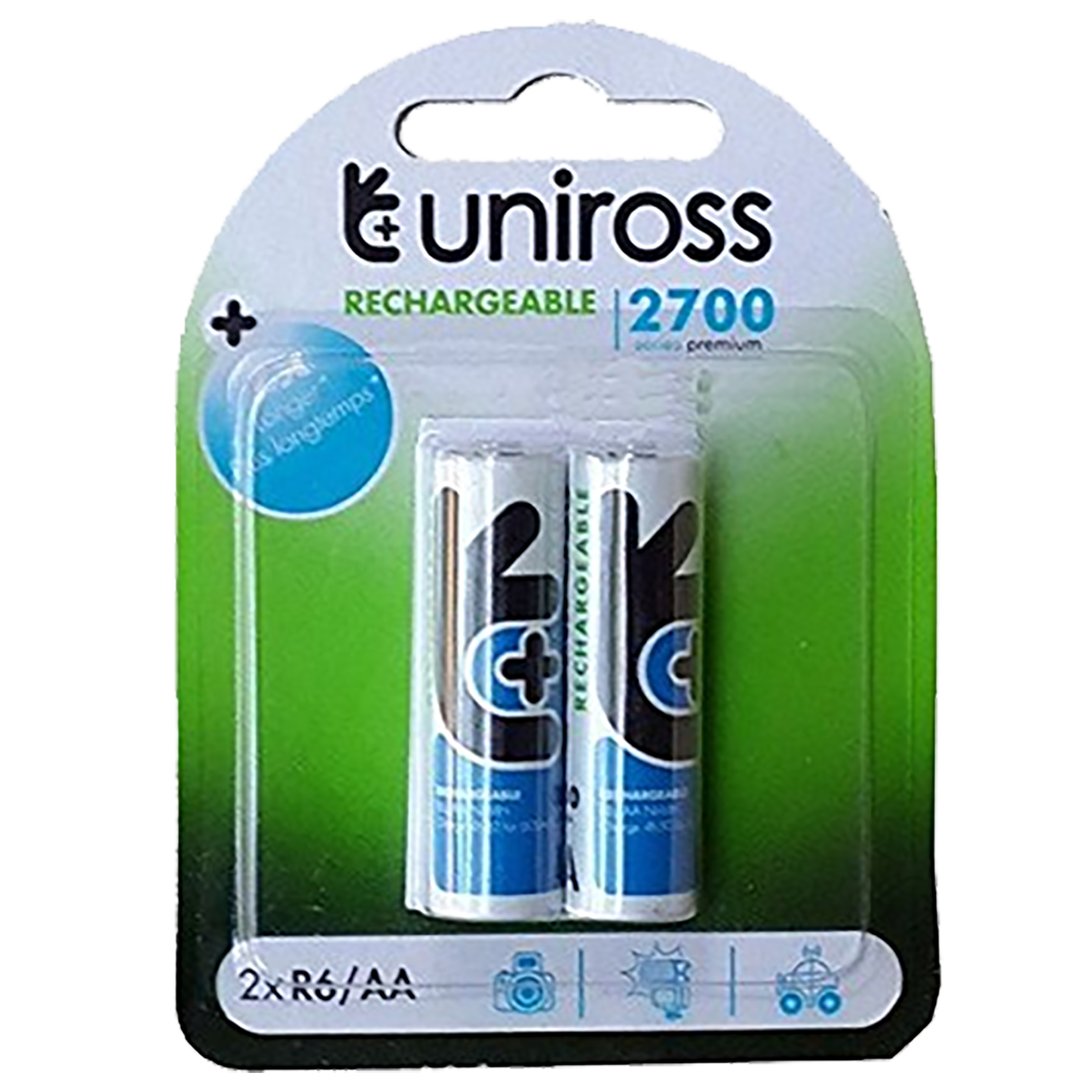 Uniross 2700mAh AA Rechargeable Batteries (Pack Of 2, UNI 2700 AA BP2, Black)_1