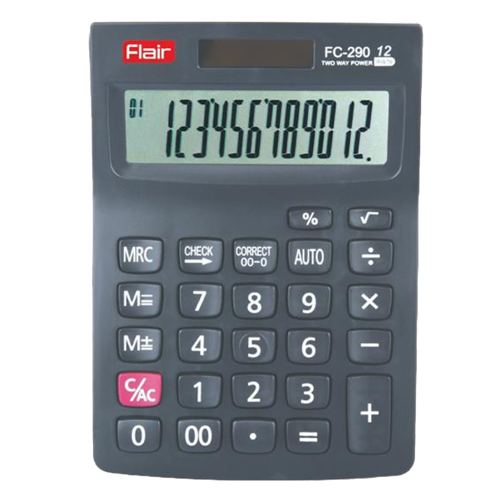 Flair - Flair Desktop Basic Calculator (112 Step Check and Correct, FC 290, Black)