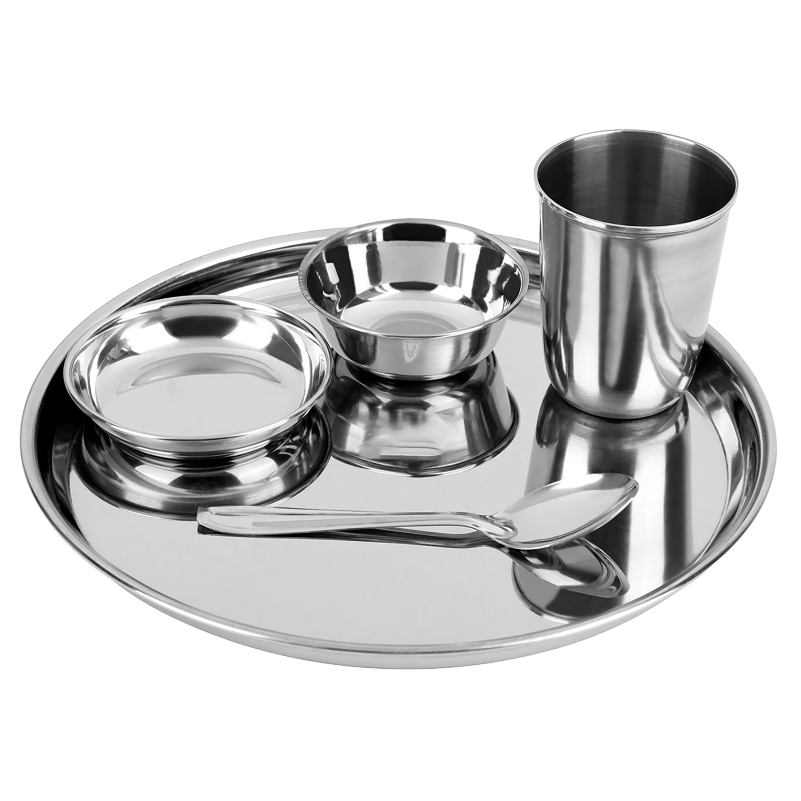 

Vinod Omega Stainless Steel Thali Set (5 Pieces, Silver), No color