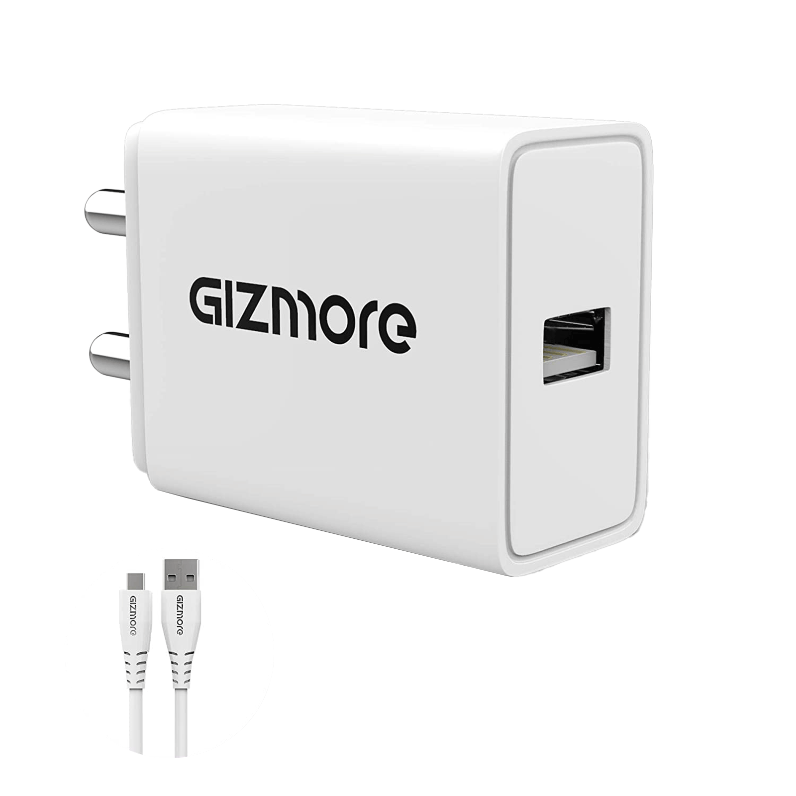 gizmore - gizmore Giz 18 Watts Wall Charging Adapter with Cable (Fast Charging, PA606C, White)