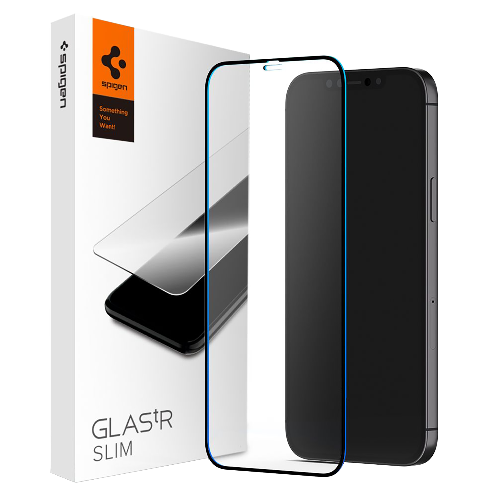 

Spigen Glstr Slim HD Screen Protector for Apple iPhone 12/12 Pro (AGL01512, Black), No color