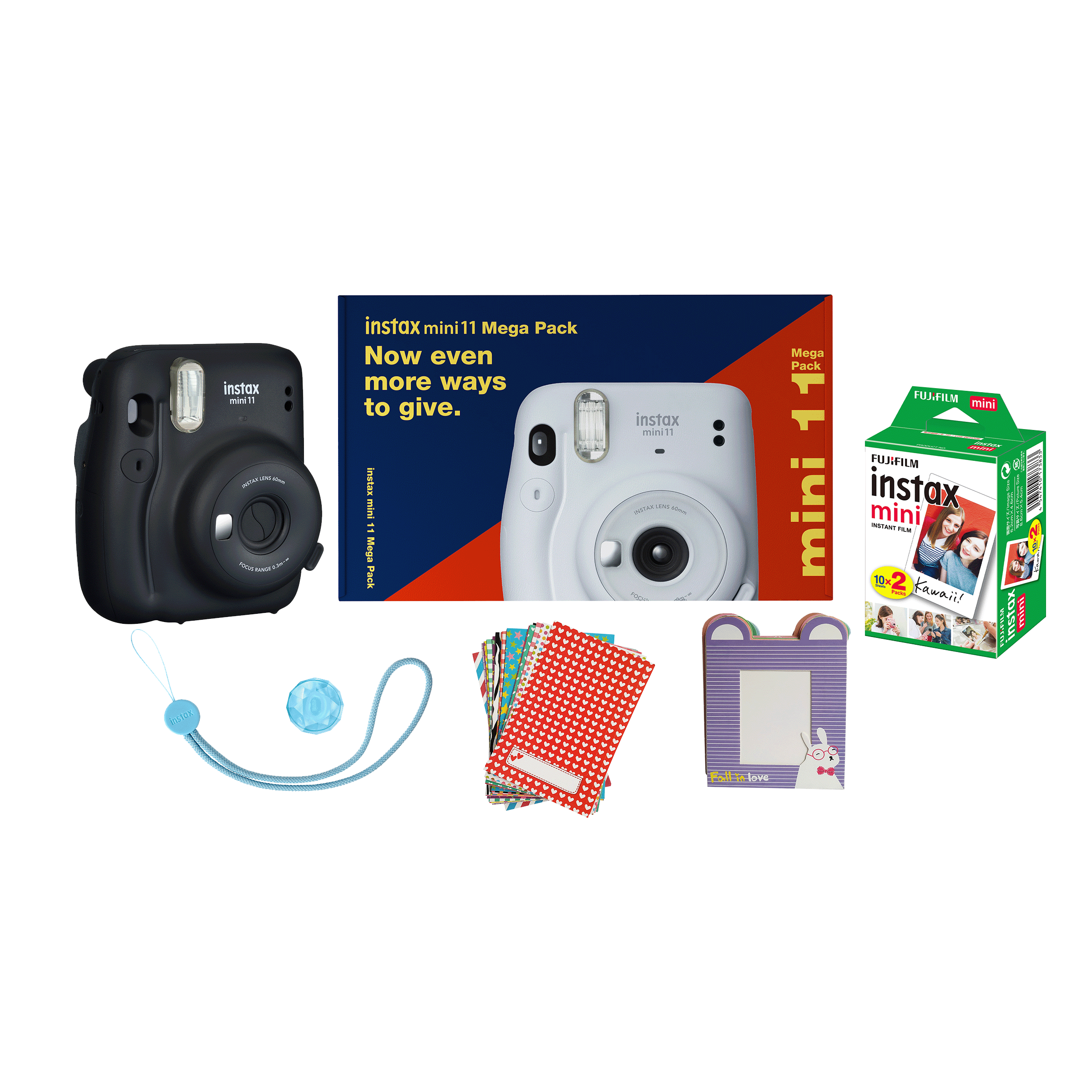Fujifilm Instax Mini 11 Mega Pack Instant Camera Kit (Real Image View Finder, IC0118, Charcoal Grey)_1