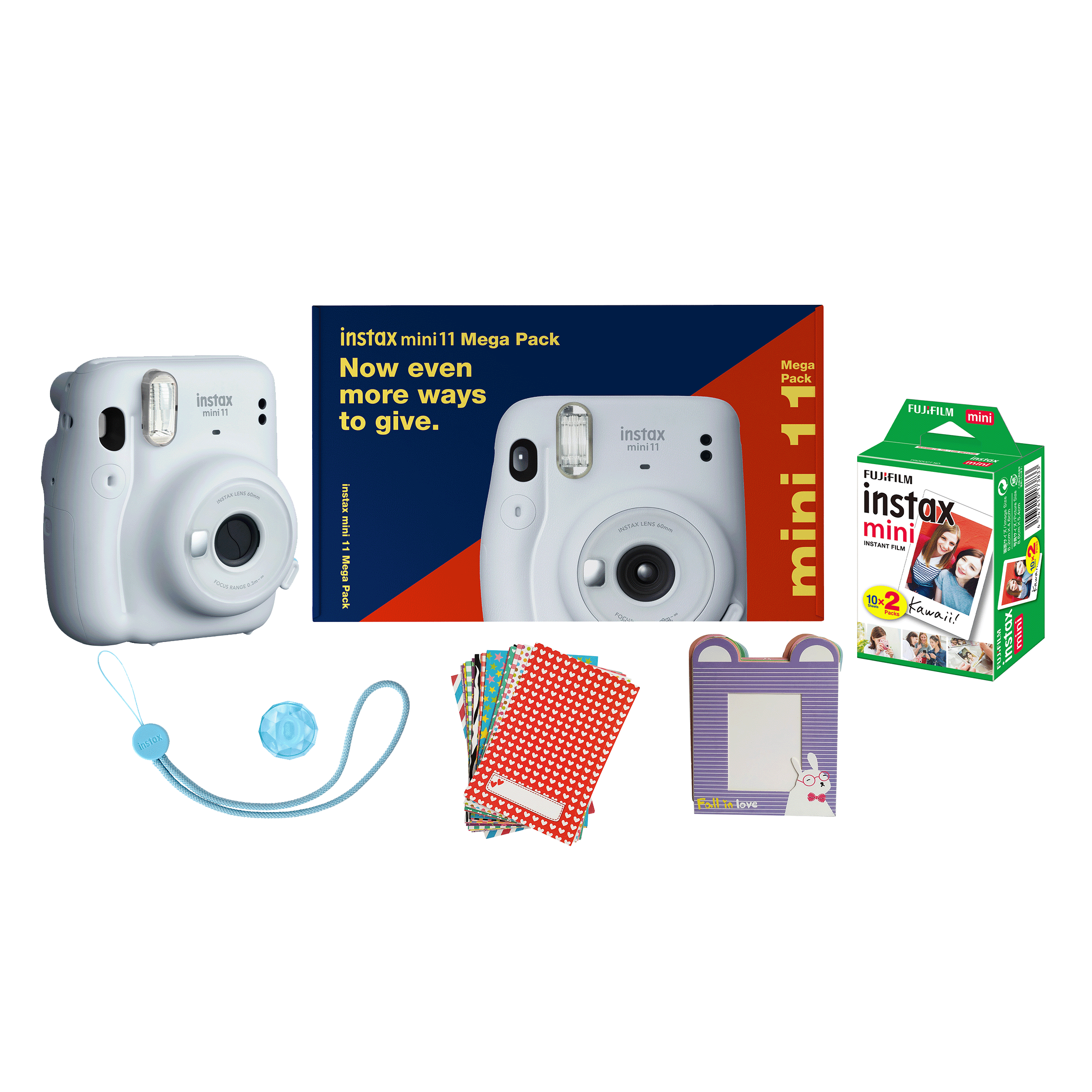 Fujifilm Instax Mini 11 Mega Pack Instant Camera Kit (Real Image View Finder, IC0118, Ice White)_1
