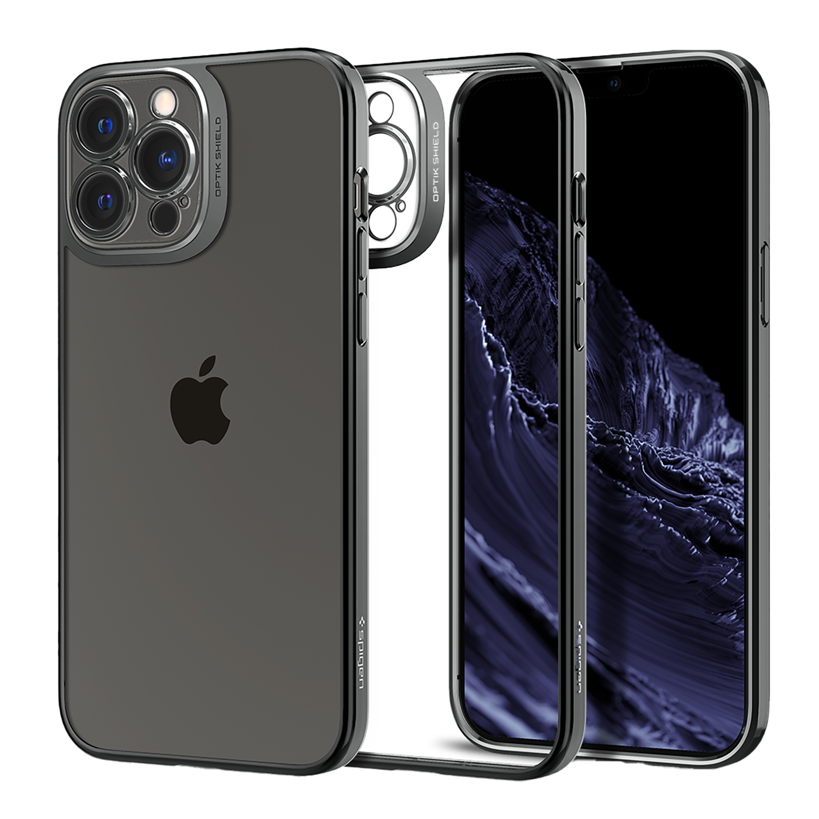 

Spigen Optik Crystal Back Case For iPhone 13 Pro Max (Rigid Bumper Frame, ACS03217, Chrome Gray), No color