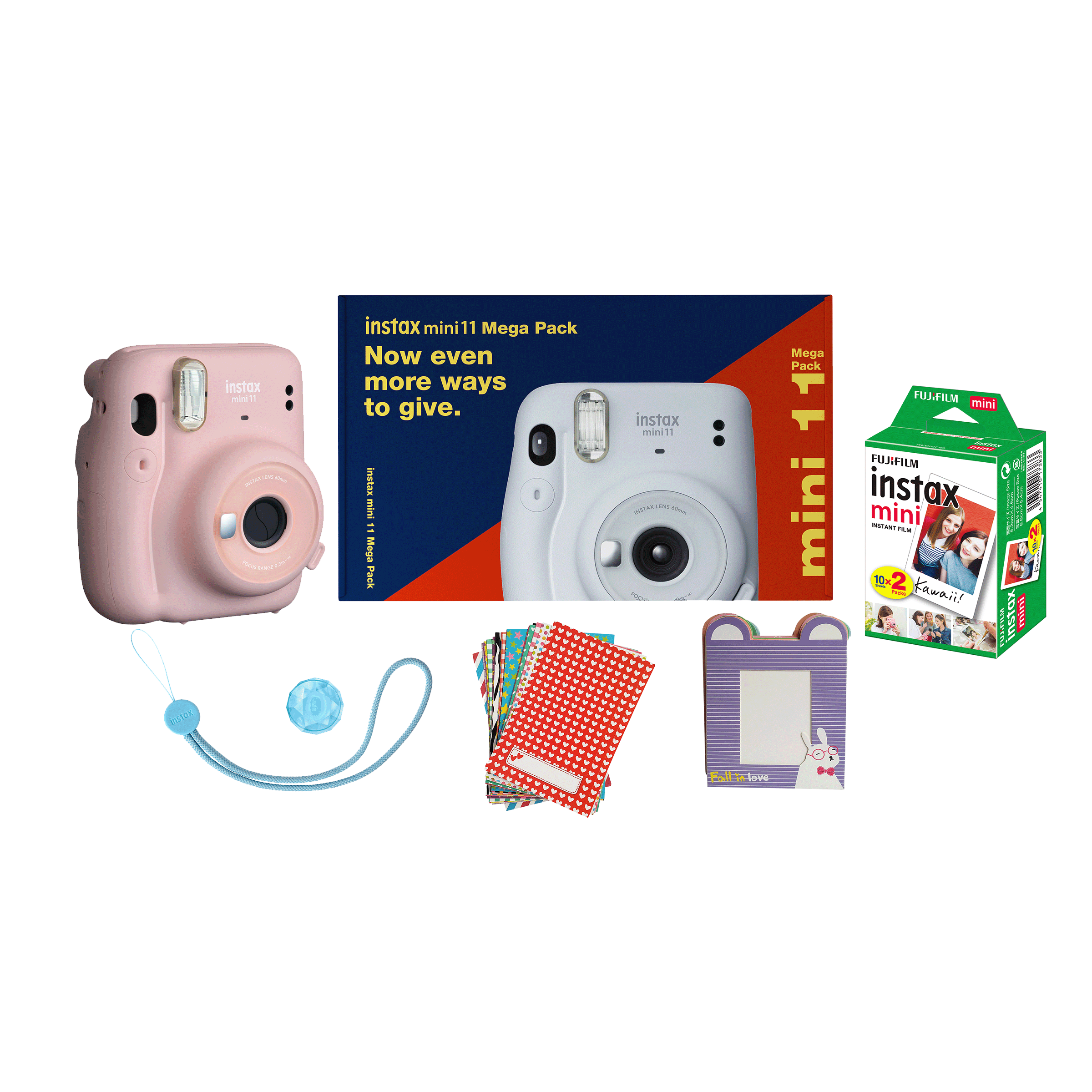 Fujifilm - Fujifilm Instax Mini 11 Mega Pack Instant Camera Kit (Real Image View Finder, IC0118, Blush Pink)