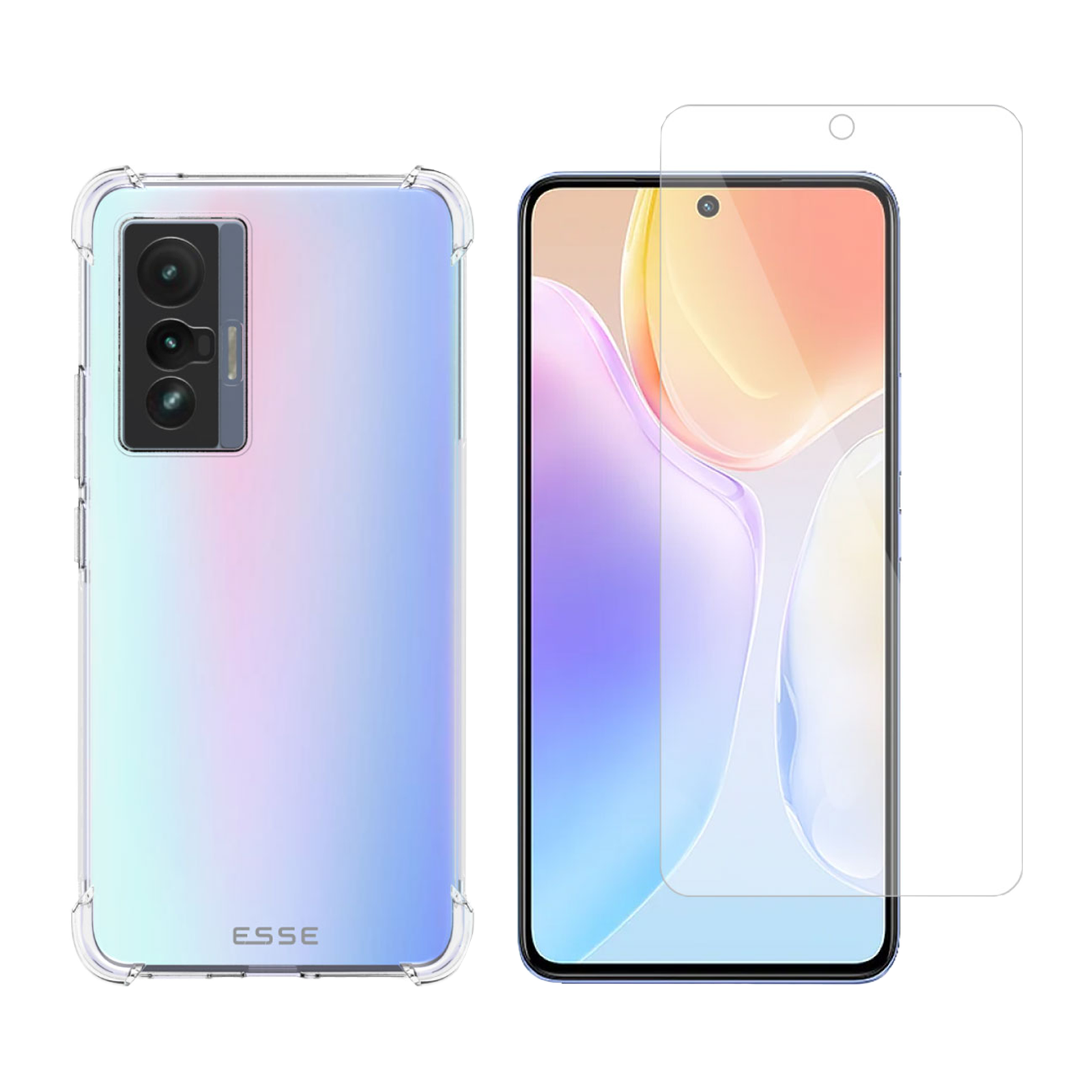 

ESSE TPU Back Case and Screen Protector Bundle For Vivo X70 (Drop Protection, ECD-DTVX701215IN, Clear), No color