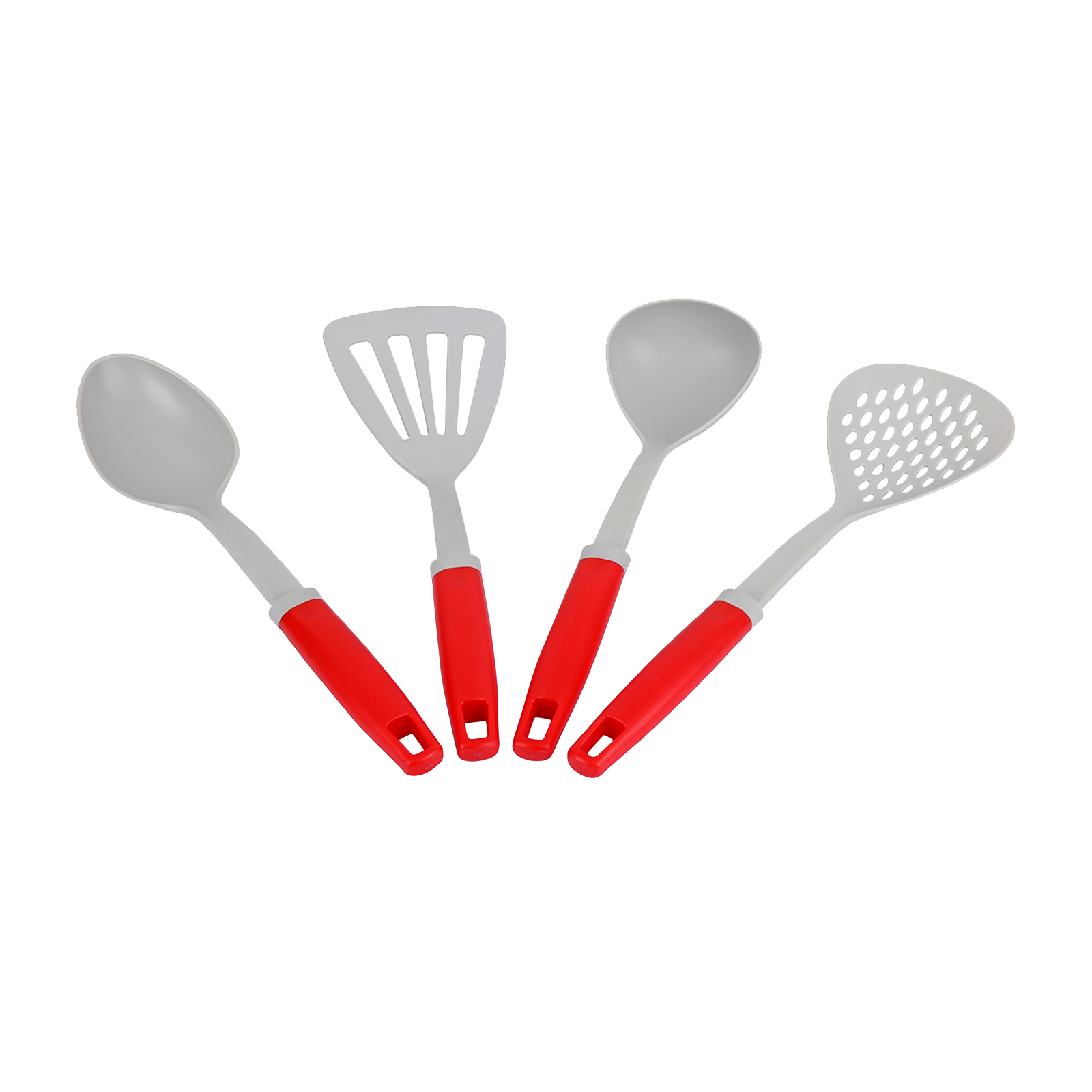 

Vinod Omega Nylon Kitchen Tools With Plastic Handle (4 Pieces, 4NKT, Red), No color