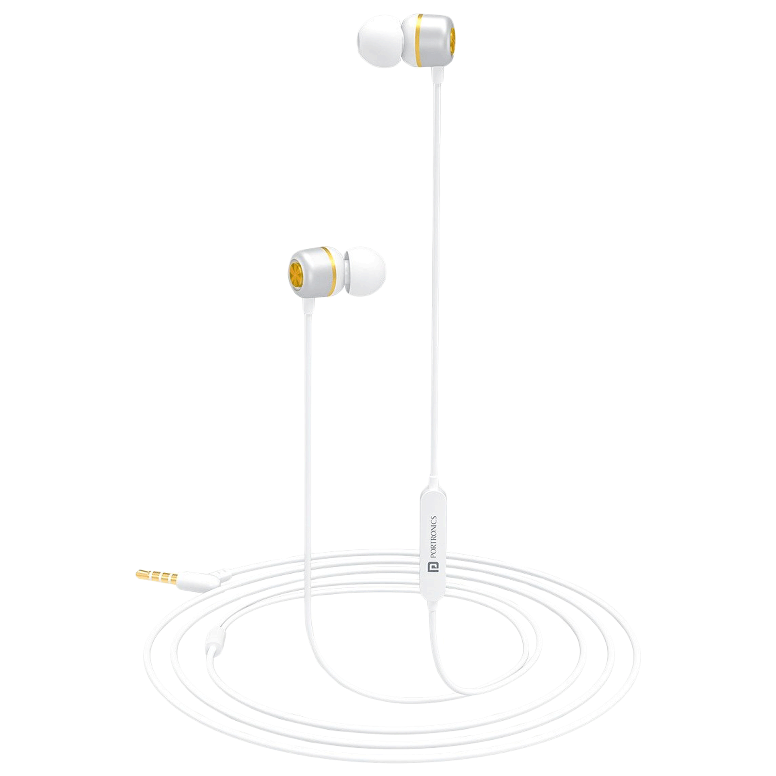 Portronics Conch 10 In-Ear POR 1418 Wired Earphone with Mic (TPE Cable, White)_1