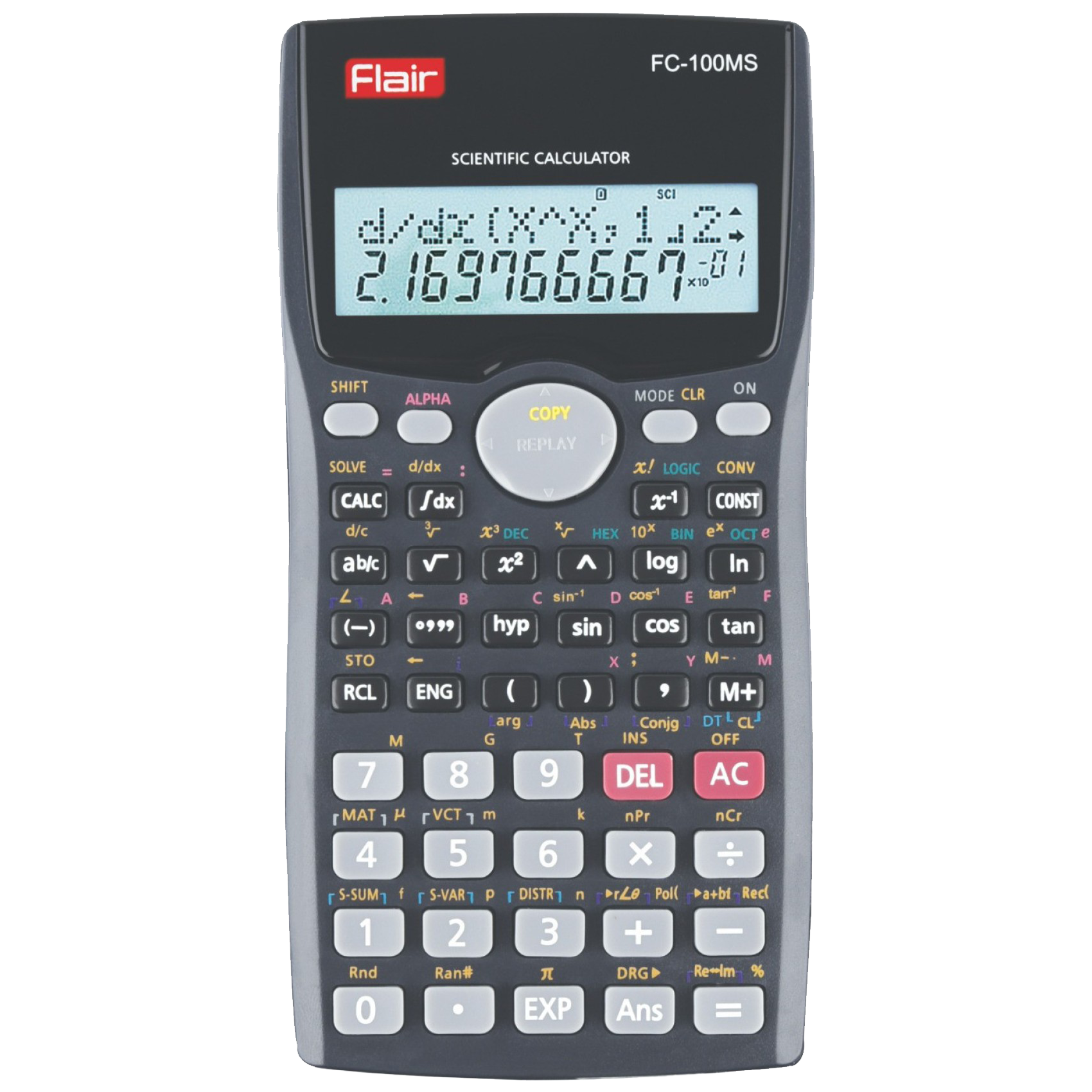 Flair - Flair Scientific Calculator (40 Scientific Calculations, FC 100MS, Grey)