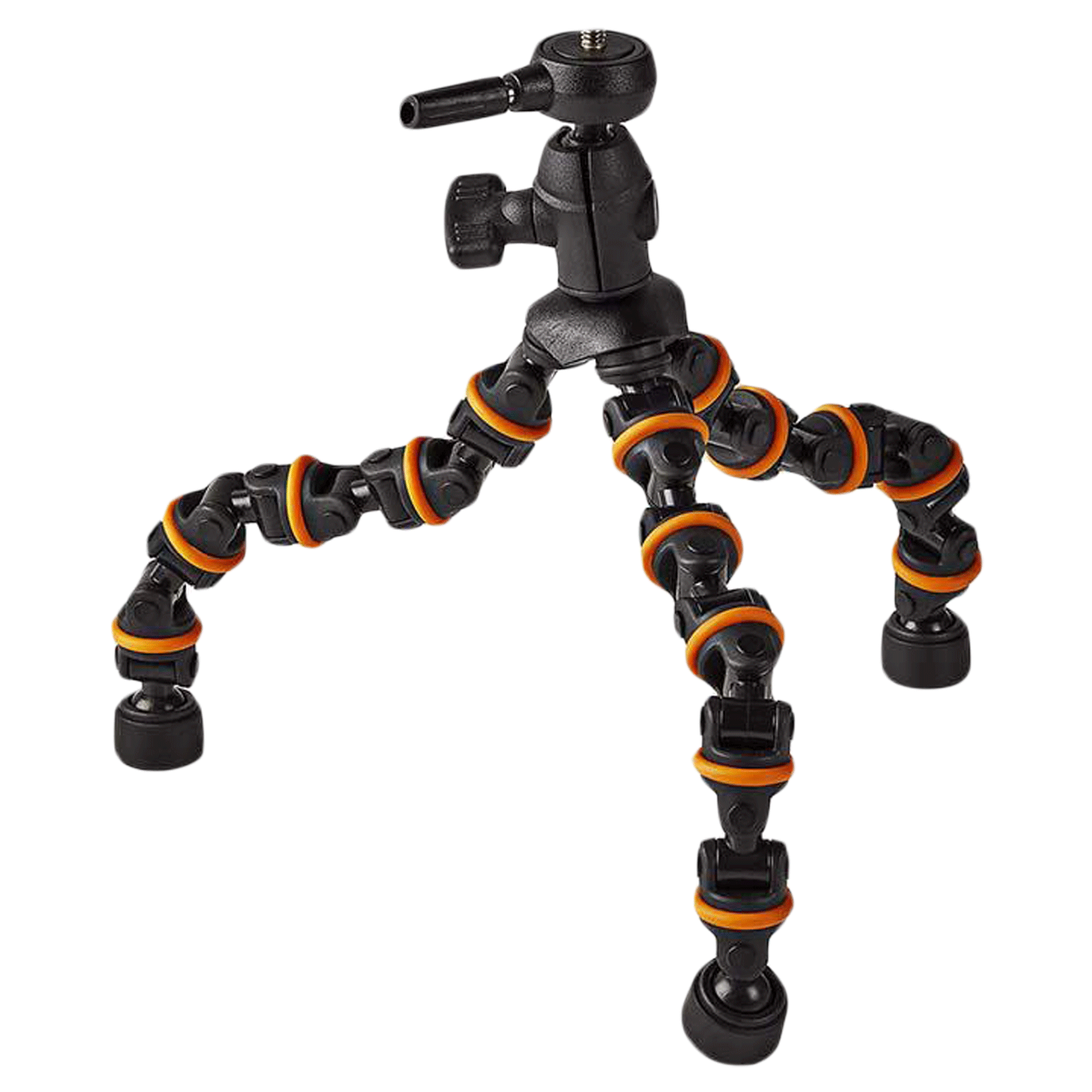 Nedis Gorilla Adjustable 26 cm Tripod For Smartphone, Full Frame Camera, Action Camera (Up to 1Kg, 6 Operational Sections, GPOD3200BK, Orange and Black)_1