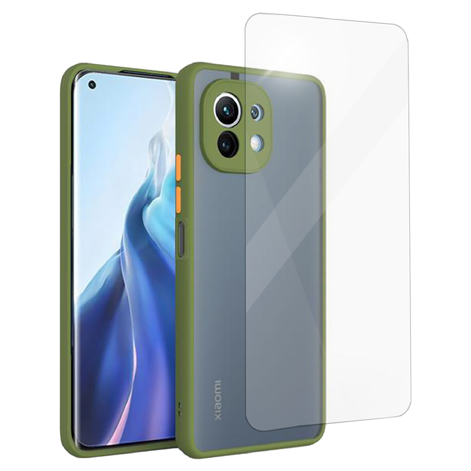 

Arrow Back Case and Screen Protector Combo For Xiaomi 11 Lite NE (Enhanced Camera Protection, IB-1303, Light Green), No color