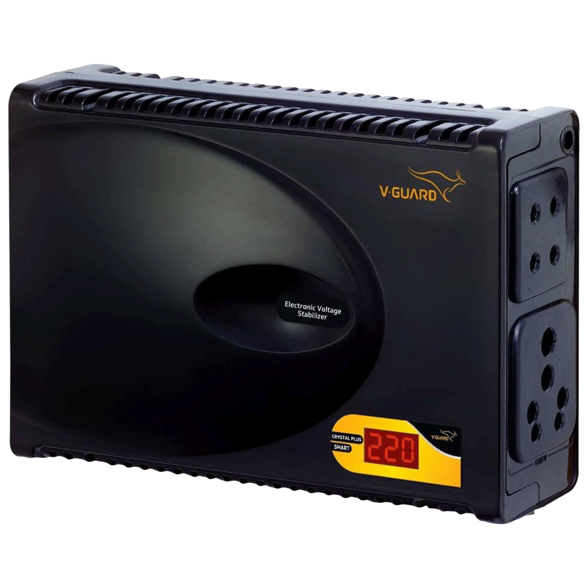 V-Guard Crystal Plus Smart 3 Amps Voltage Stabilizer For 47 Inch Smart LED Television (90 - 290V, Built-in Thermal Overload Protection, Black)_1