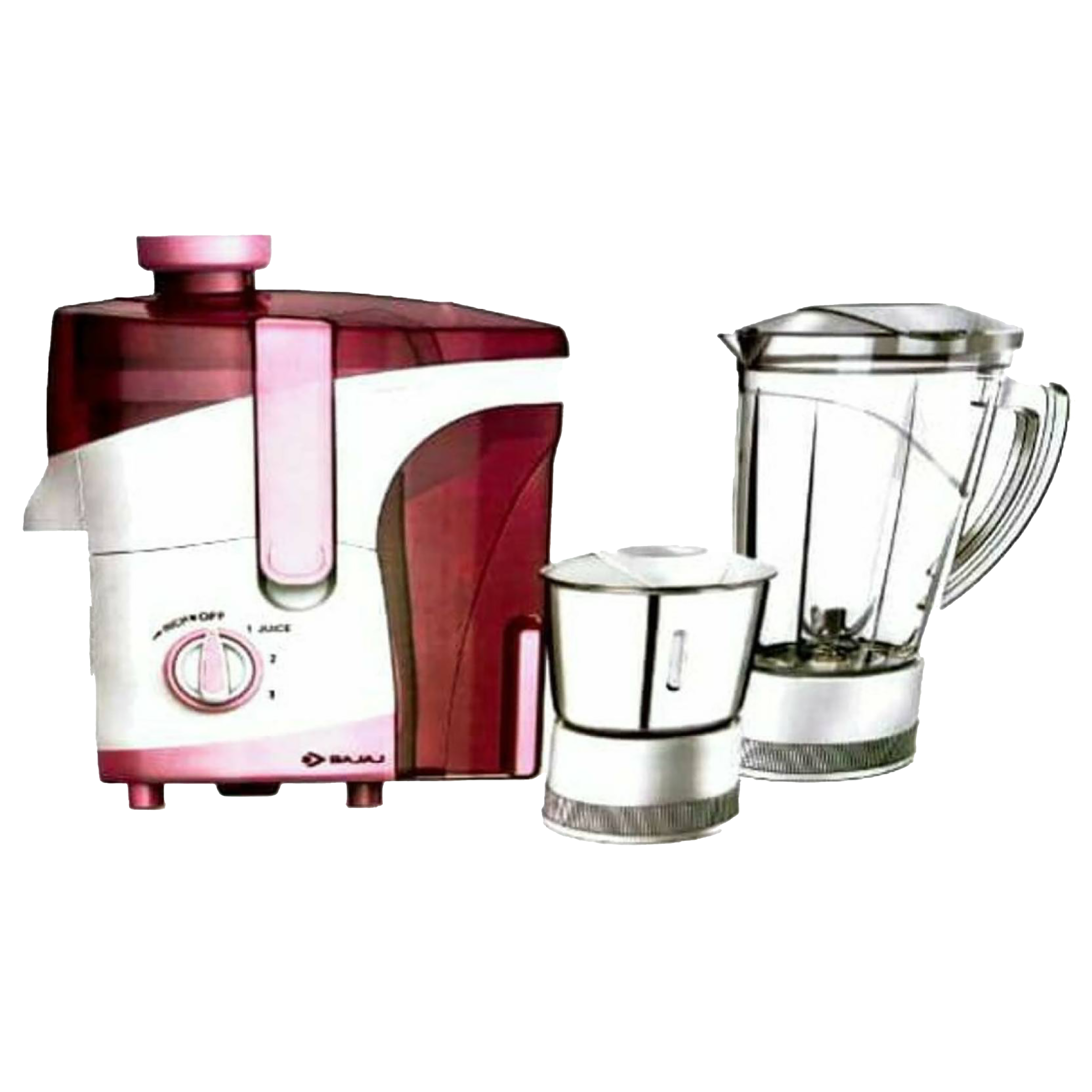 Bajaj JX 20 500 Watts 2 Jars Juicer Mixer Grinder (ISI Approved, 410701, White/Pink)_1