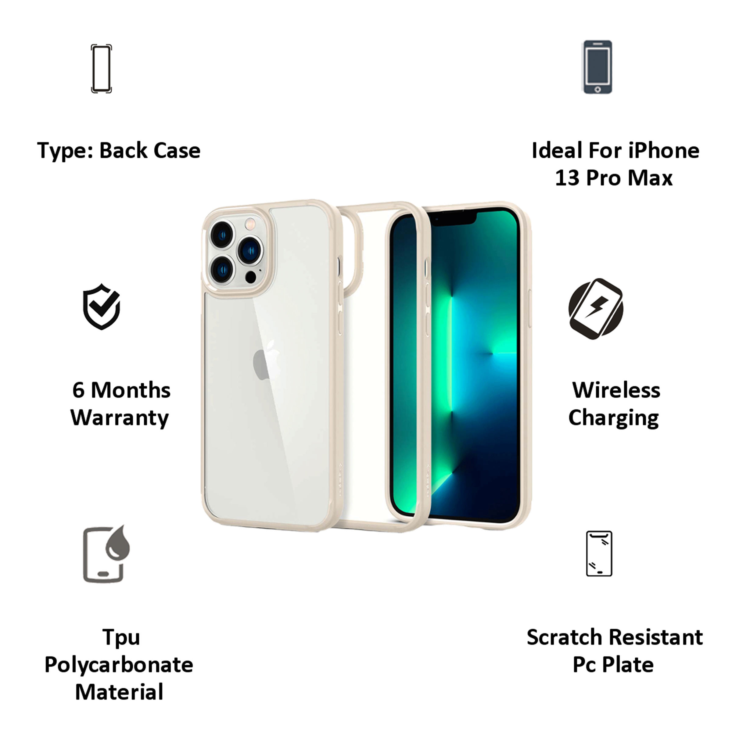 Polycarbonate, Thermoplastic Polyurethane Spigen IPhone 13 Pro Max Ultra  Hybrid Mag Back Cover Case at Rs 2299/piece in Greater Noida