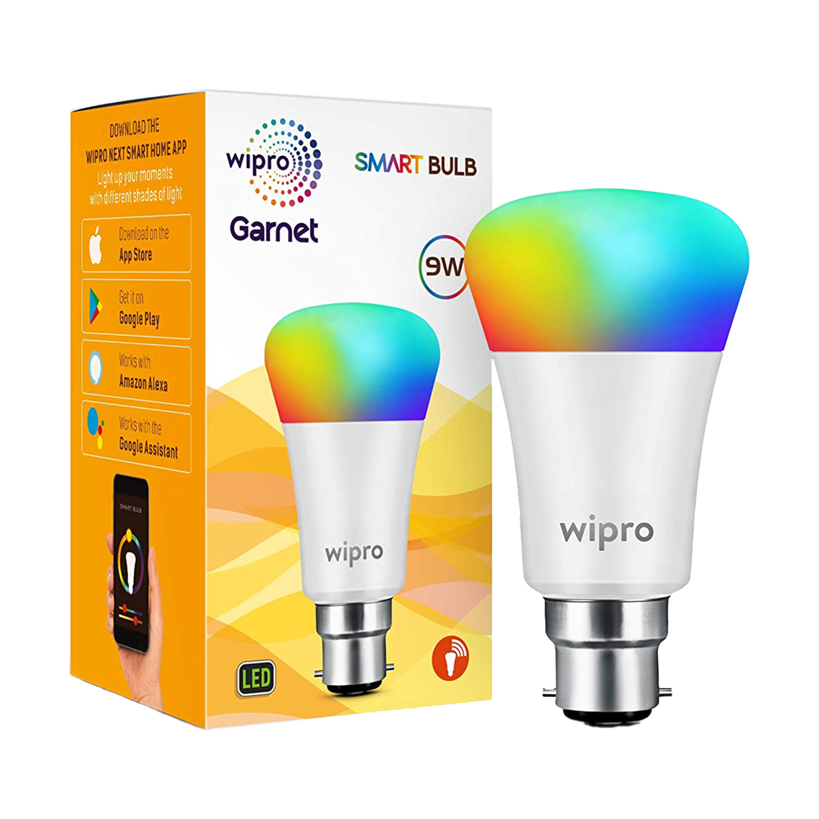 Wipro 9 Watts Electric Powered Smart LED Bulb (810 Lumens, NS9300, Multicolor)_1