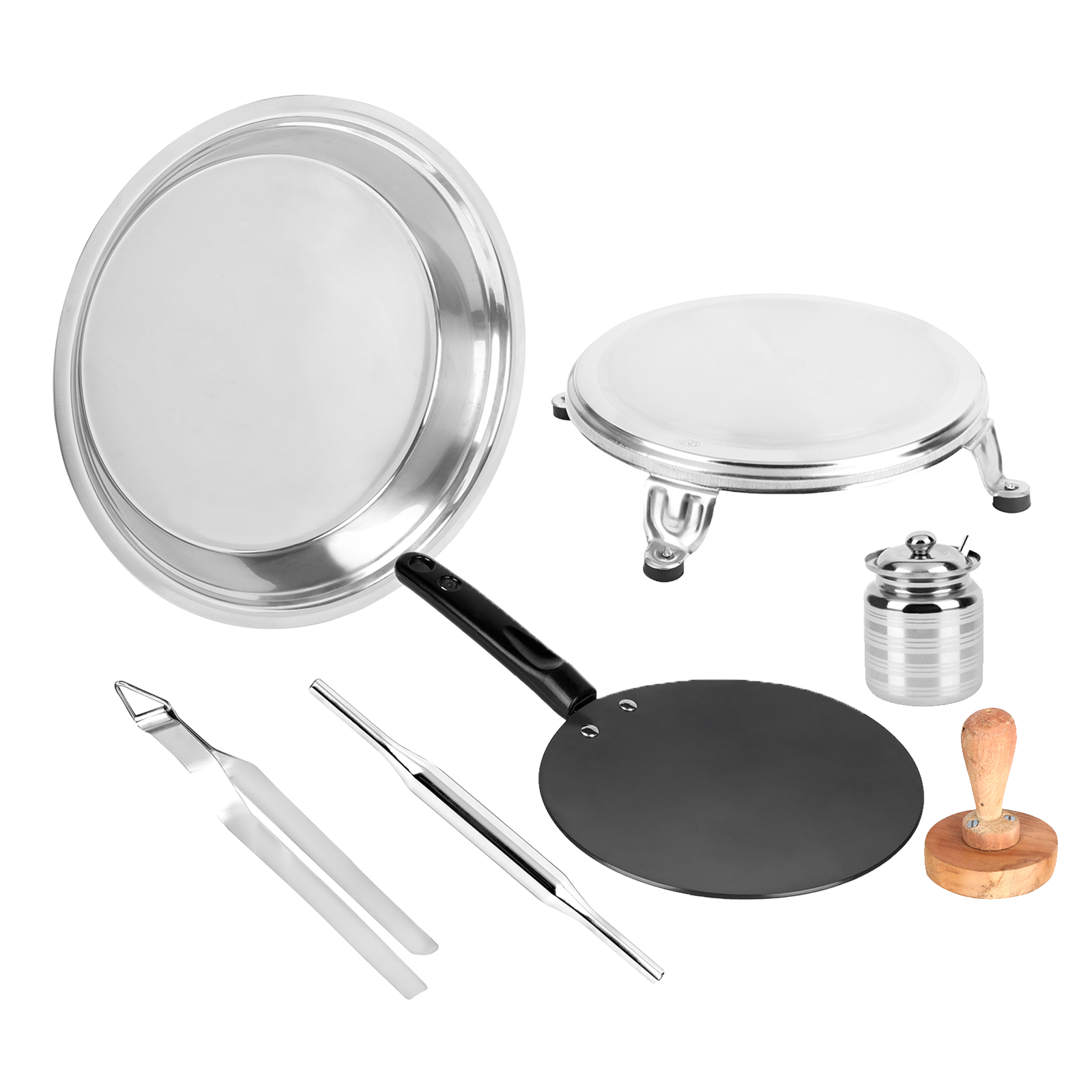 Vinod Omega Stainless Steel Roti Maker Set (7 Pieces, RMS, Silver)_1
