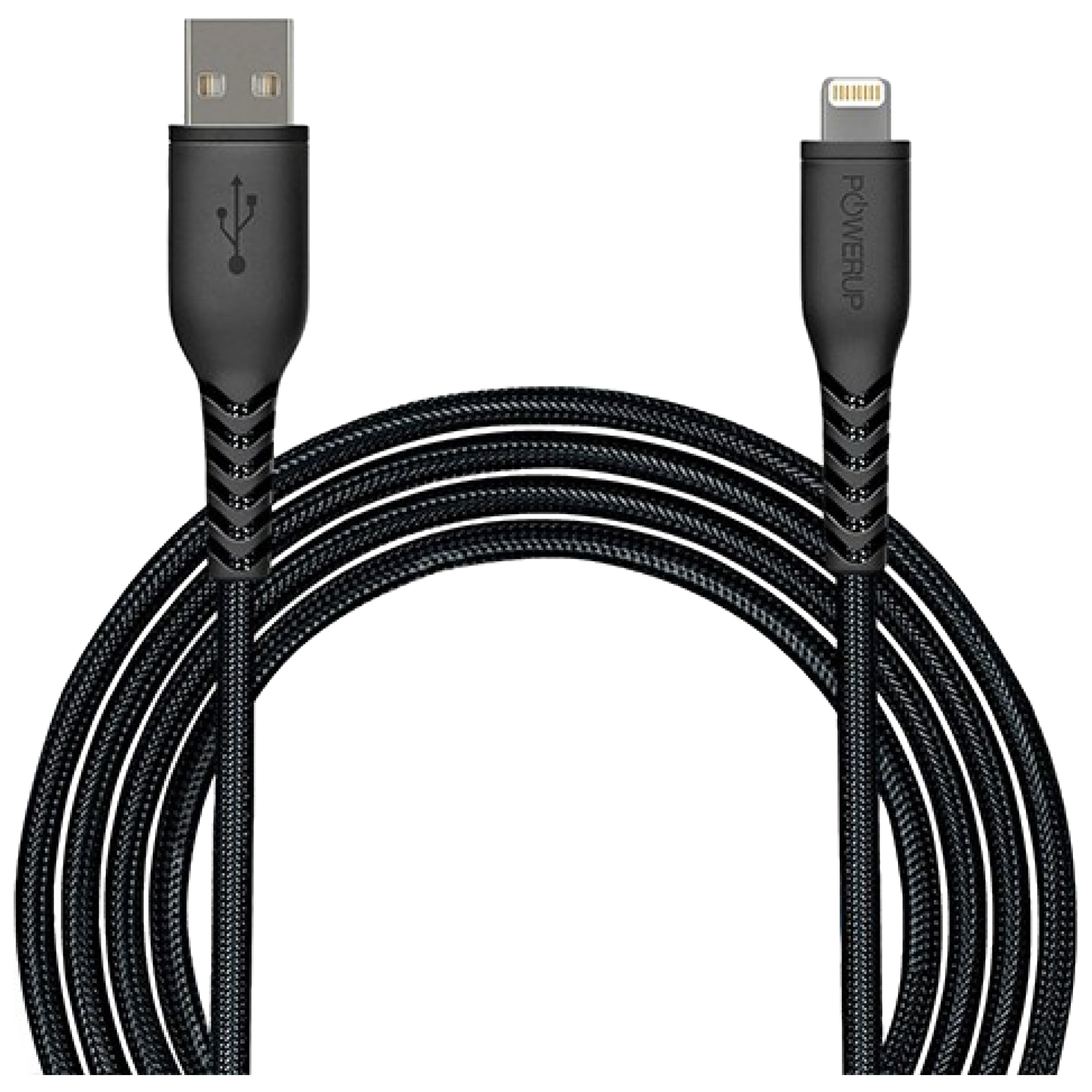 

Powerup Braided Nylon 1.5 Meter Lightning to USB Type-A Data Transfer and Charging USB Cable (480 Mbps Transmission Speed, PUP-CNL-15BK, Black), No color