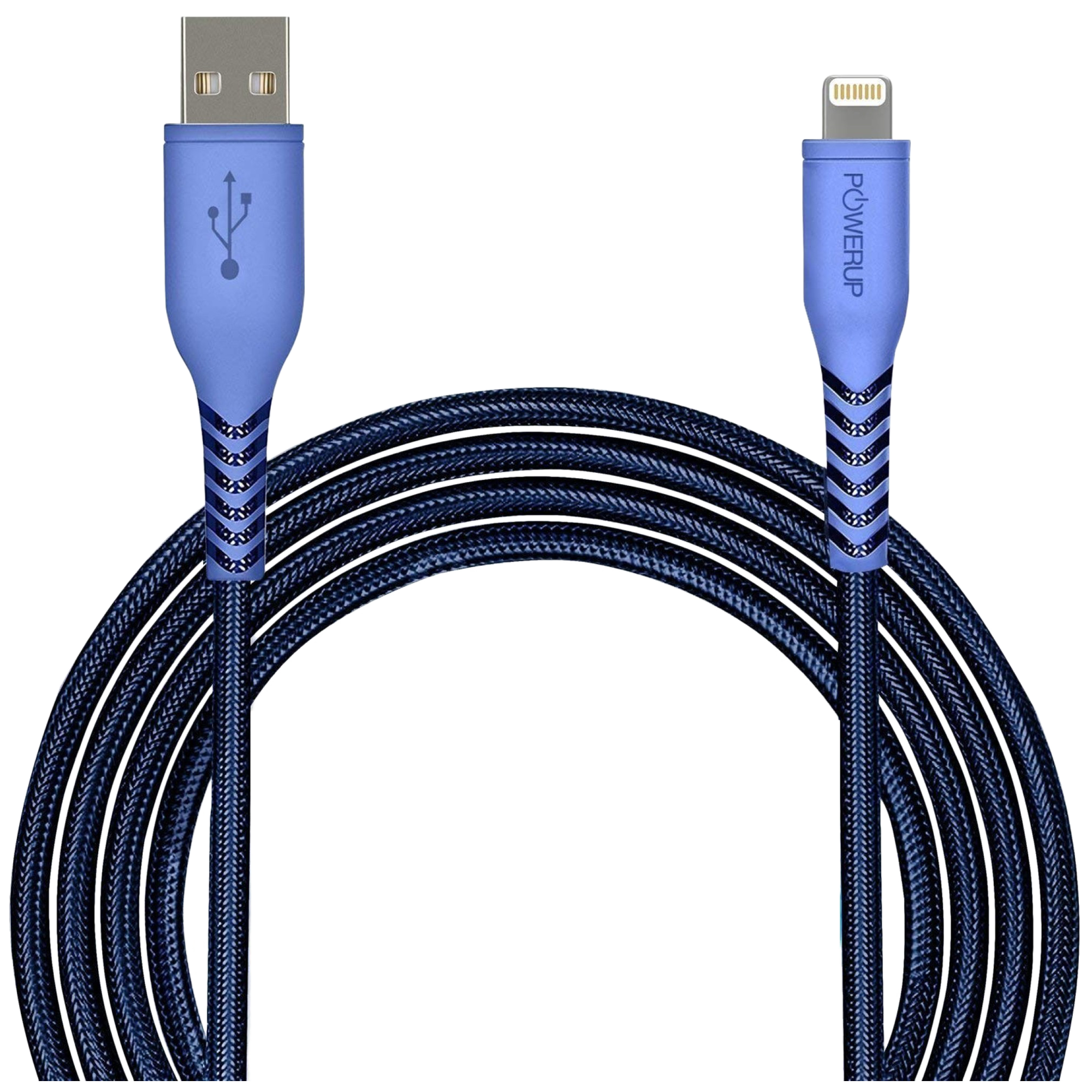 Powerup Braided Nylon 1.5 Meter USB 3.0 Type-A to Lightning Data Transfer Power/Charging USB Cable (480 Mbps Transmission Speed, PUP-CNL-15BL, Blue)_1
