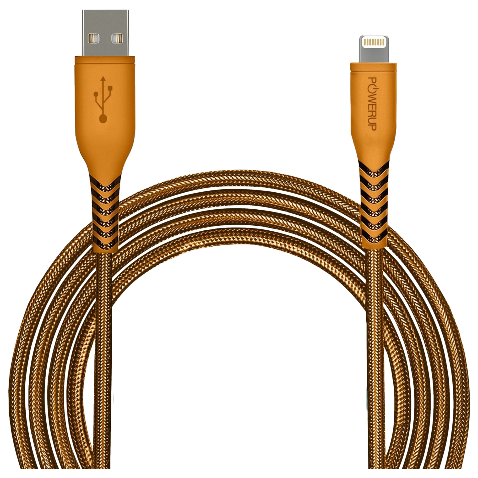 Powerup Stay Charged Braided Nylon 1.5 Meter USB 2.0 (Type-A) to Lightning Charging and Data Transfer USB Cable (480Mbps Transmission Speed, PUP-CNL-15OG, Orange)_1