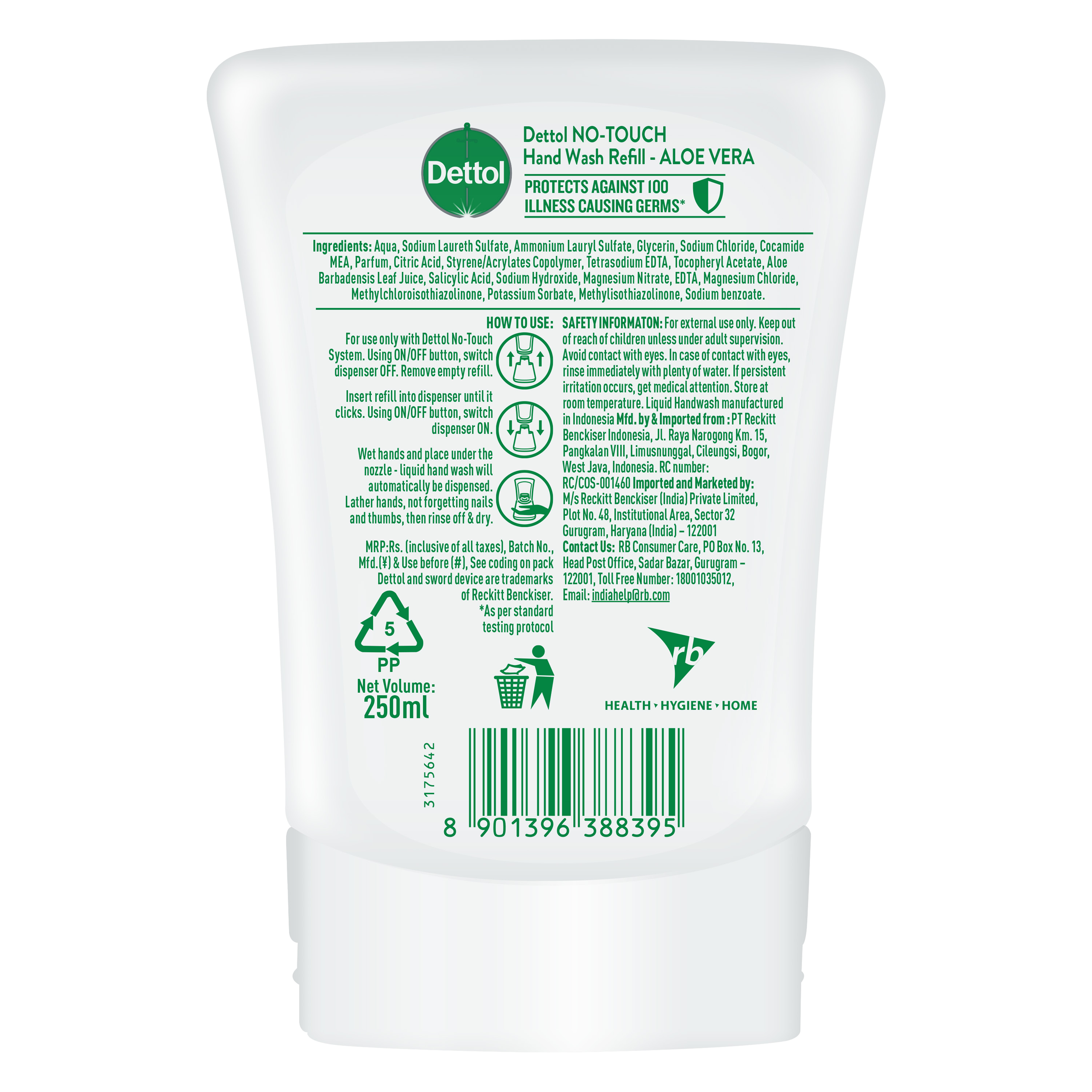 Dettol No Touch Antibacterial Soap Refill Aloe Vera 250 ml - £3.25