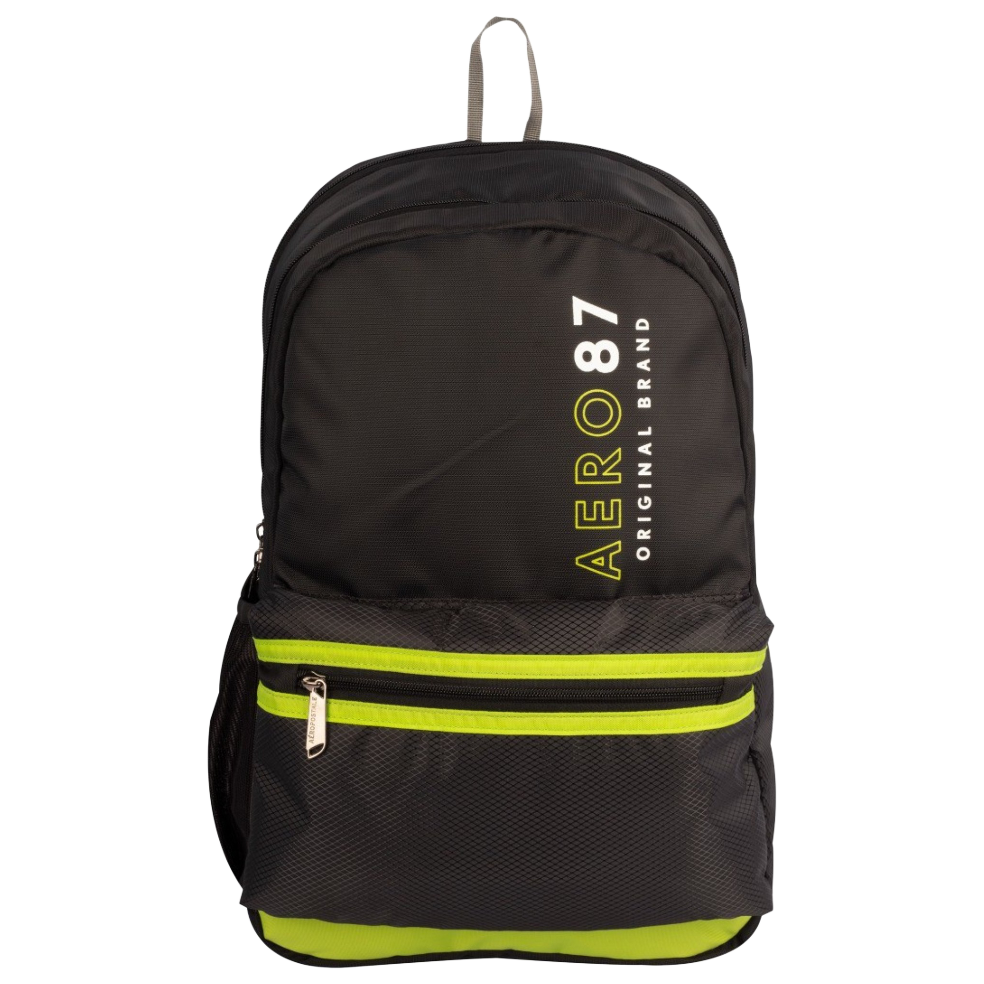 Aeropostale Take Off 20 Litres Nylon Backpack (Waterproof, AERO-BP-1001-BLK_P, Black/Green)