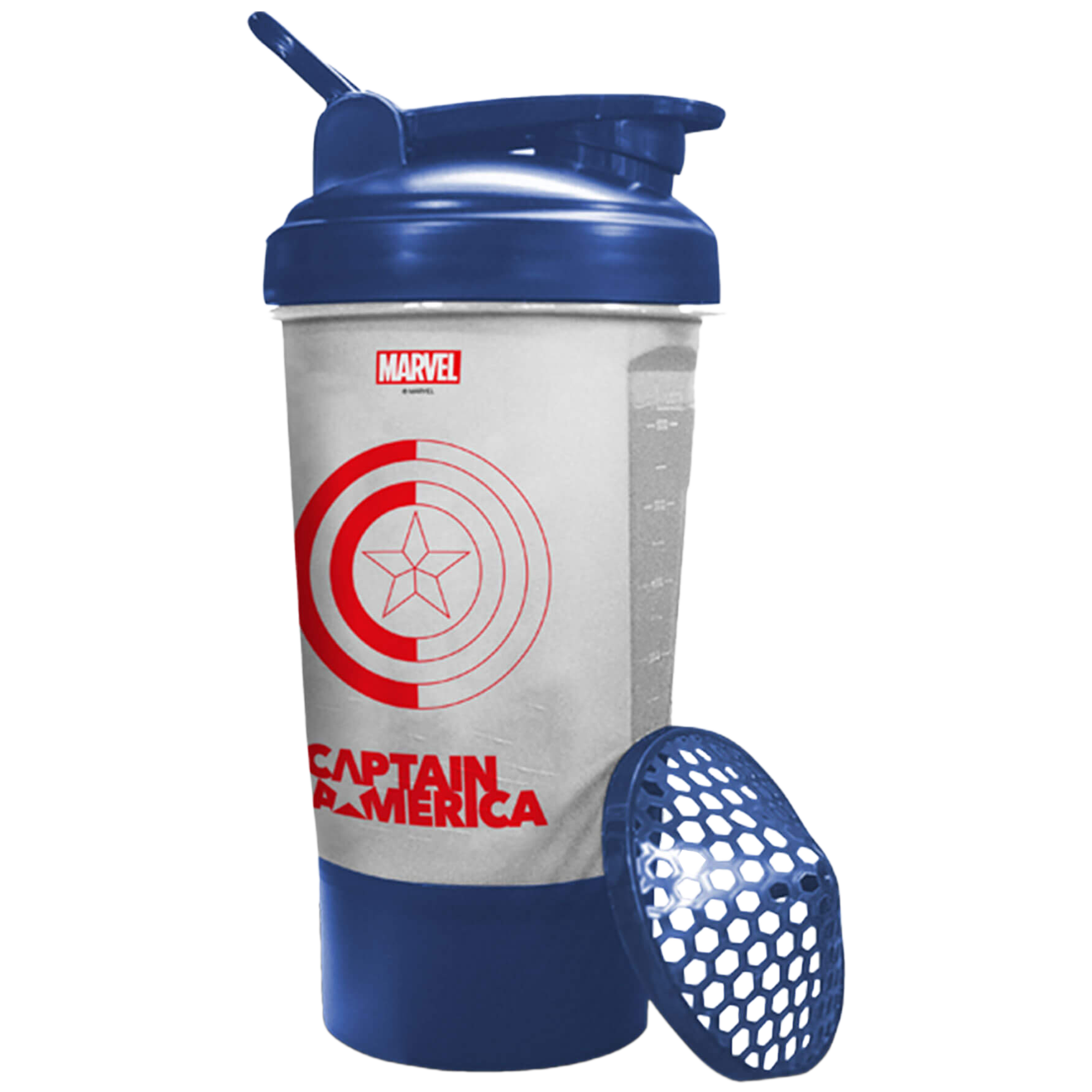 PowerMax Captain America Marvel Edition 0.6 Litres Plastic Water Bottle (Anti Slip Grip, MSB-6S-CA, Clear)_1