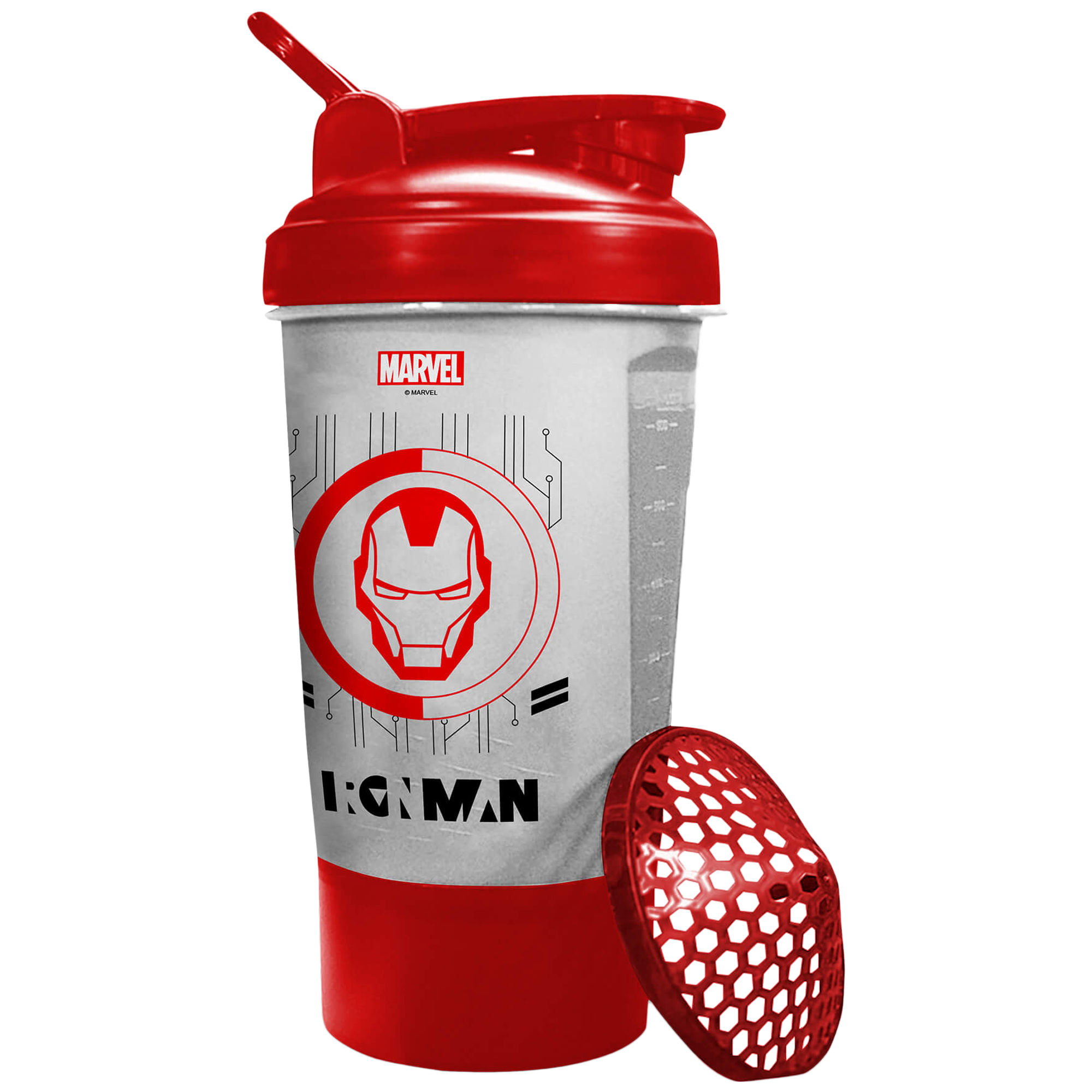 PowerMax Ironman Marvel Edition 0.6 Litres Plastic Water Bottle (Anti Slip Grip, MSB-6S-IM, Clear)
