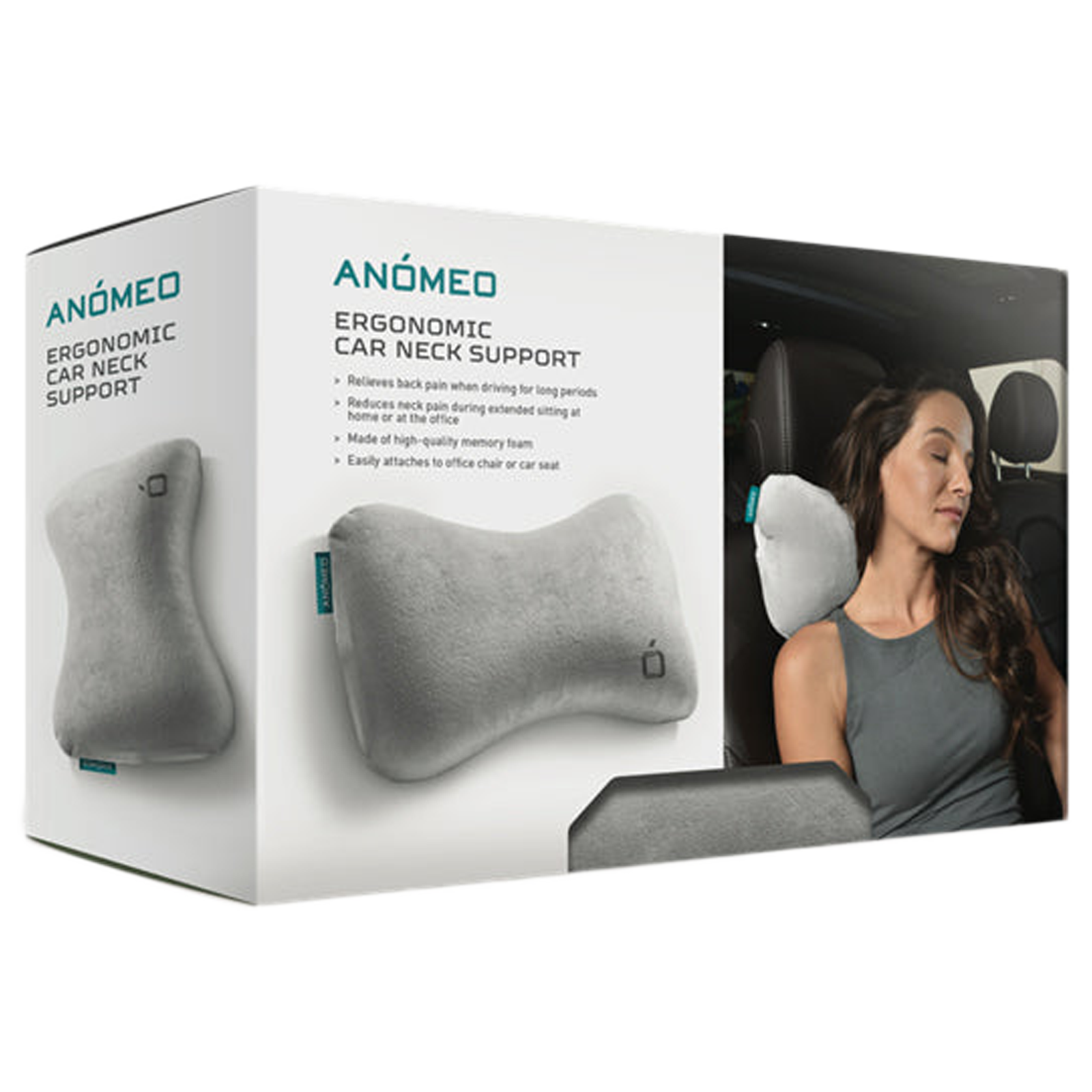 Anomeo Memory Foam Neck Pillow (Hypoallergenic and Portable, 2404, Grey)_2