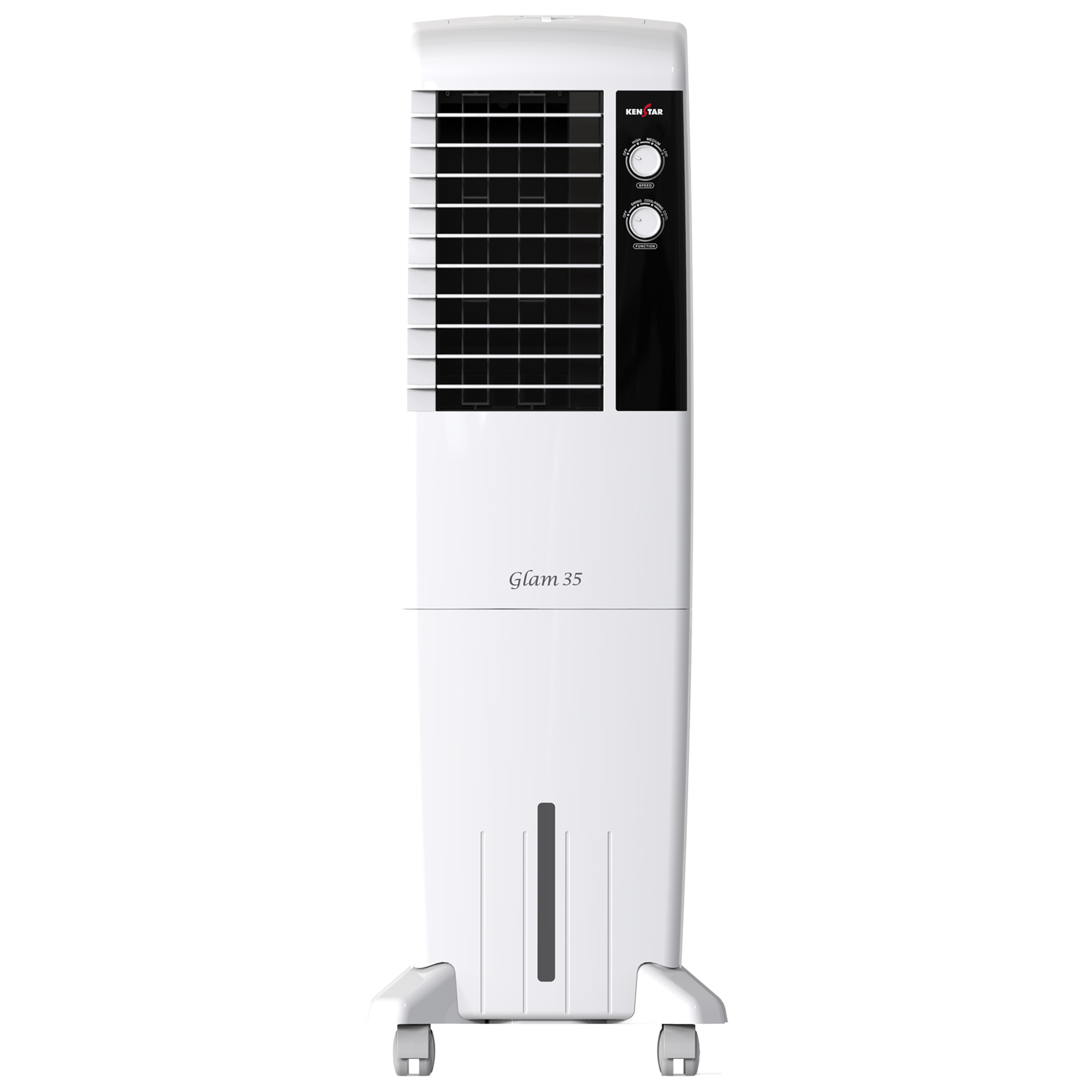 KENSTAR GLAM 35 Litres Tower Air Cooler (Inverter Compatible, KCLGLMWH035BMH-ELM, White)
