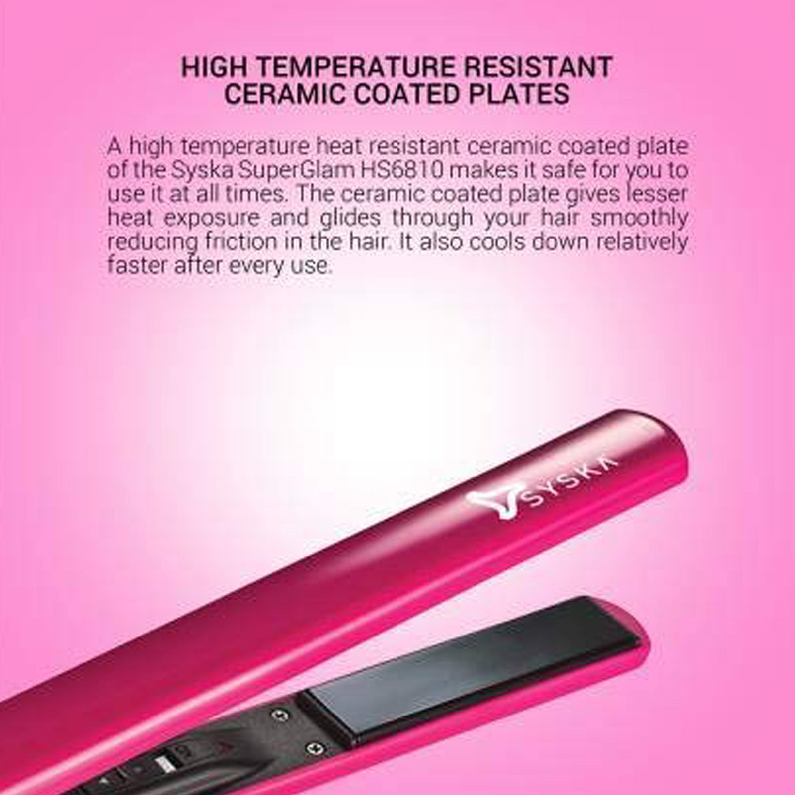 Syska SuperGlam Corded Straightener (Heat Balance Technology, HS6810, Pink)_2