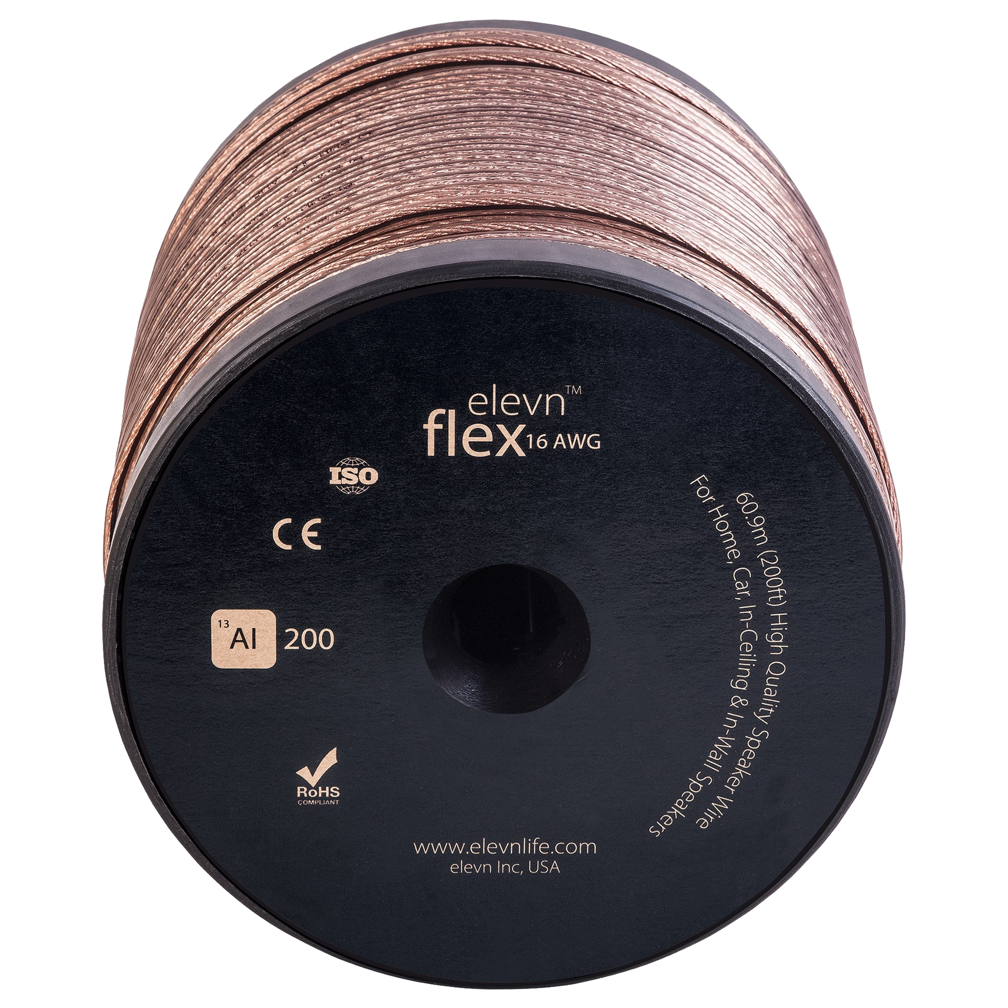 

Elevn Flex Copper 60.96 Meter Composite L and R to Composite L and R Digital Audio Connector (Hifi Speakers, Home Theatre System, Al_200, Gold), No color