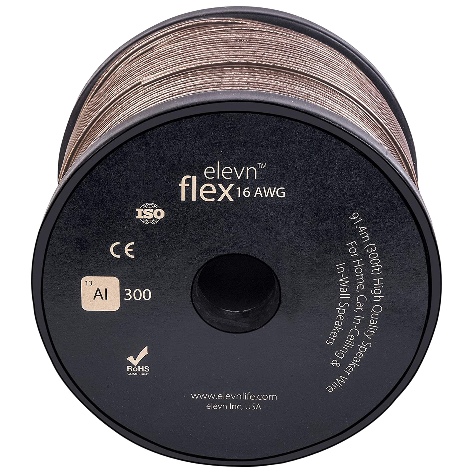 Elevn Flex Copper 91.4 Meter Composite L and R to Composite L and R Digital Audio Connector (Hifi Speakers, Home Theatre System, Al_300, Gold)_1