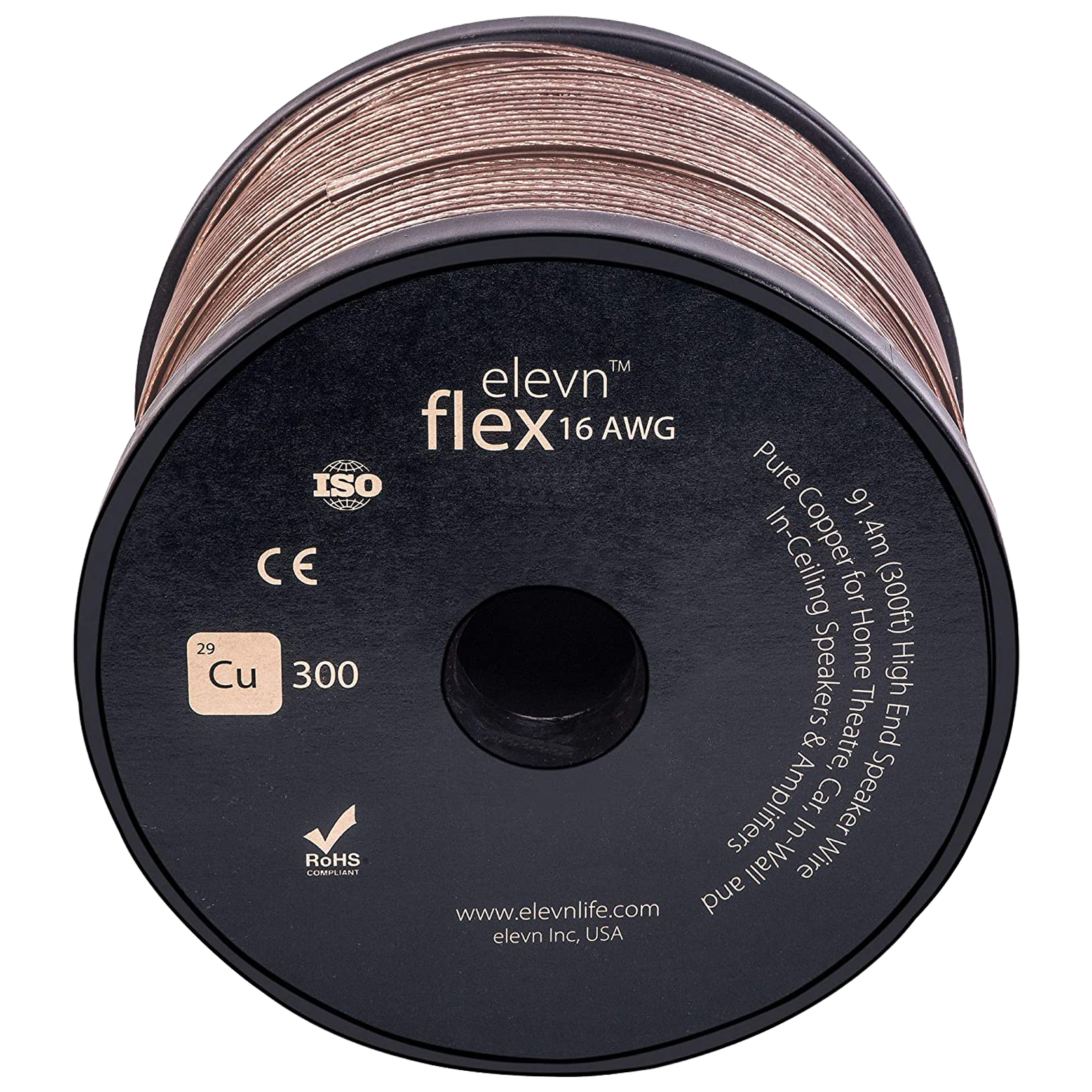 Elevn Flex Copper 91.4 Meter Composite L and R to Composite L and R Digital Audio Connector (99.8 Percent Oxygen Free, CU_300, Gold)_1