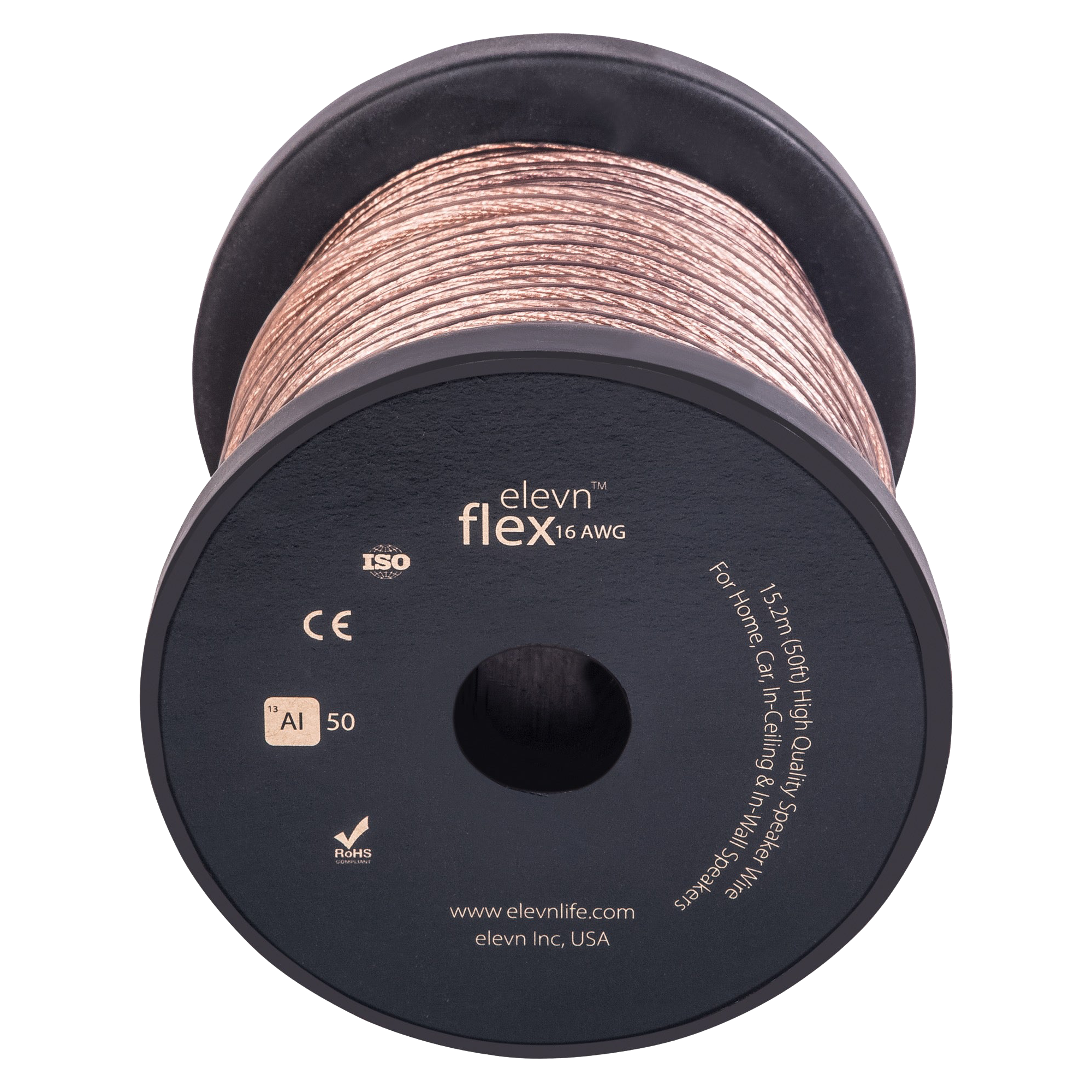 Elevn Flex Copper 15.2 Meter Composite L and R to Composite L and R Digital Audio Connector (Hifi Speakers, Home Theatre, al_50, Gold)_1