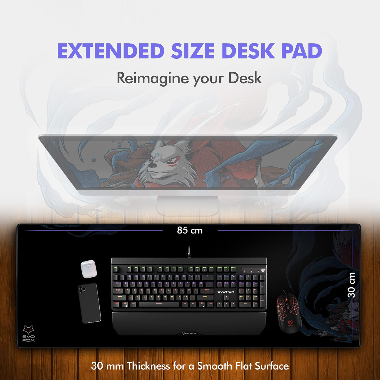 Amkette Falcon X85 Gaming Mouse Pad (Desk Pad, 597BK, Black)_2