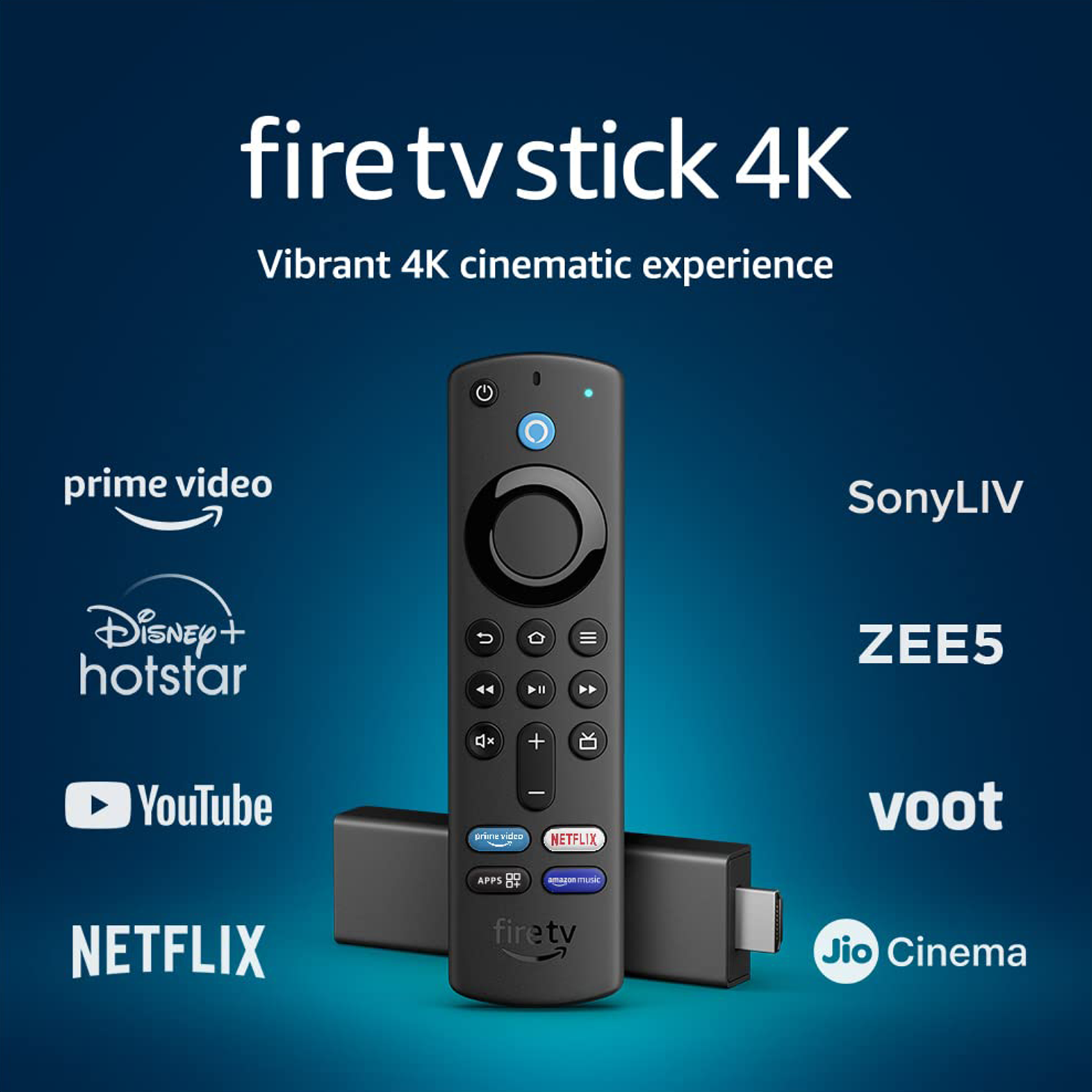 Buy  Fire TV Stick 4K with Alexa Voice Remote 3rd Gen (Dolby Vision  and Atmos Support, B08XVZRR21, Black) Online - Croma