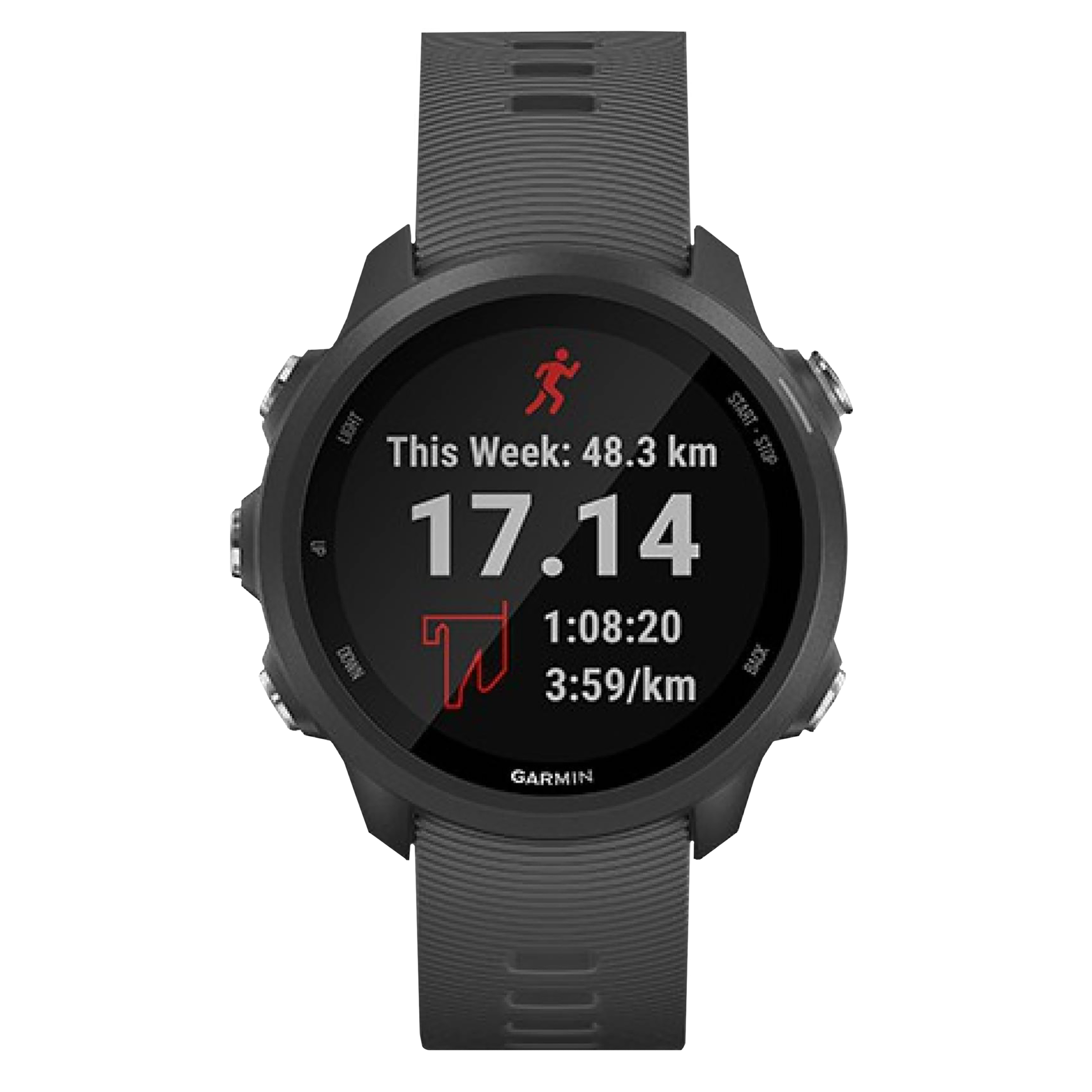 

Garmin Forerunner 245 Smart Watch (GPS + GLONASS, 30.4 mm) (Smart Notifications, Black/Slate Grey, Silicone Band), No color