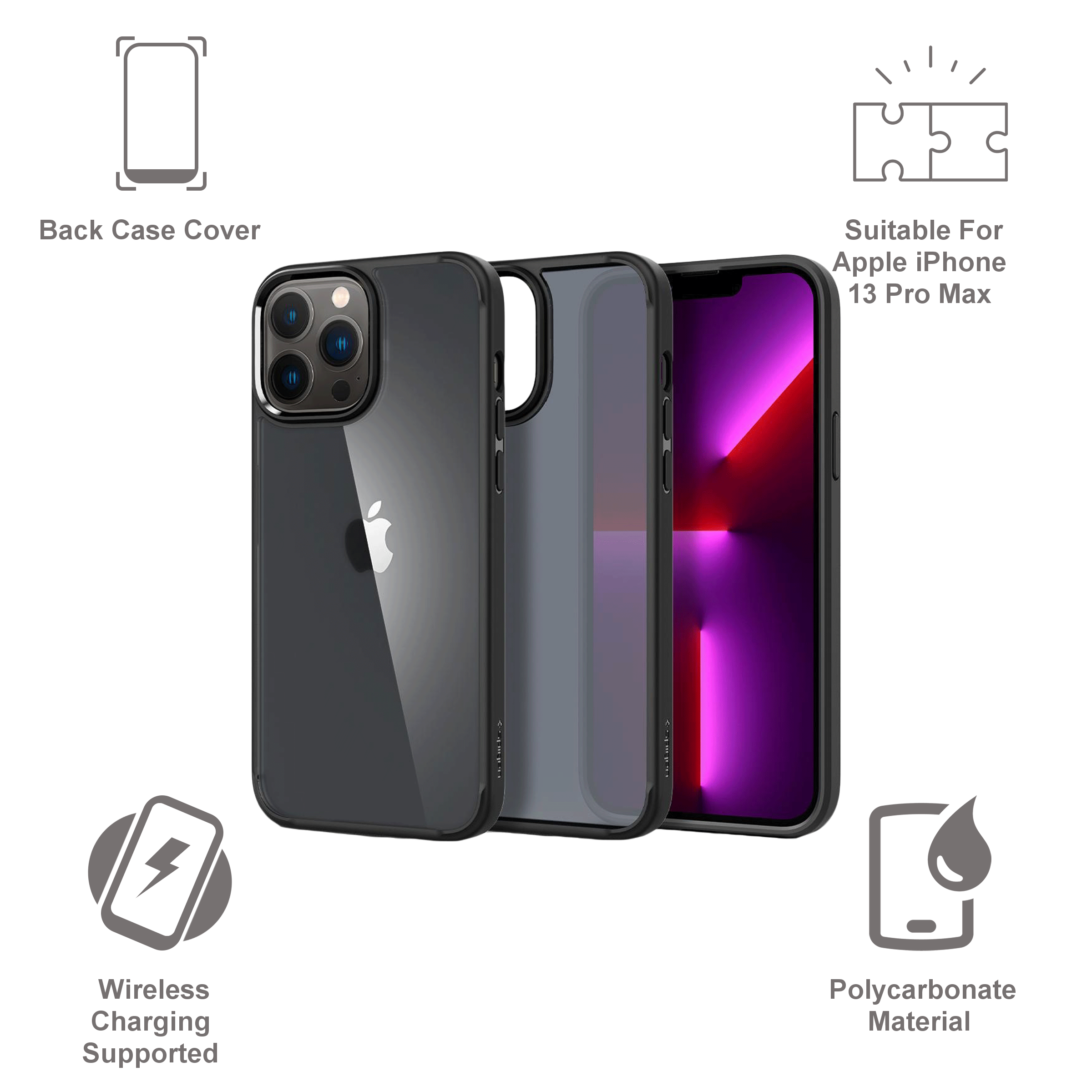 Buy spigen Ultra Hybrid TPU, Polycarbonate Back Case for Apple iPhone 14  Pro Max (Wireless Charging Support, Matte Black) Online - Croma