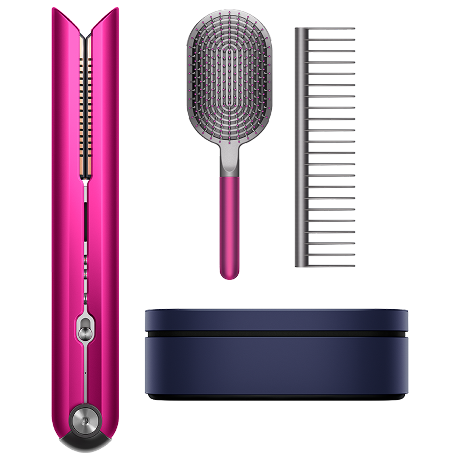 Dyson Corrale Hair Straightener with Paddle Brush and Detangling Comb (OLED Screen, 41299001, Fuchsia/Bright Nickel)