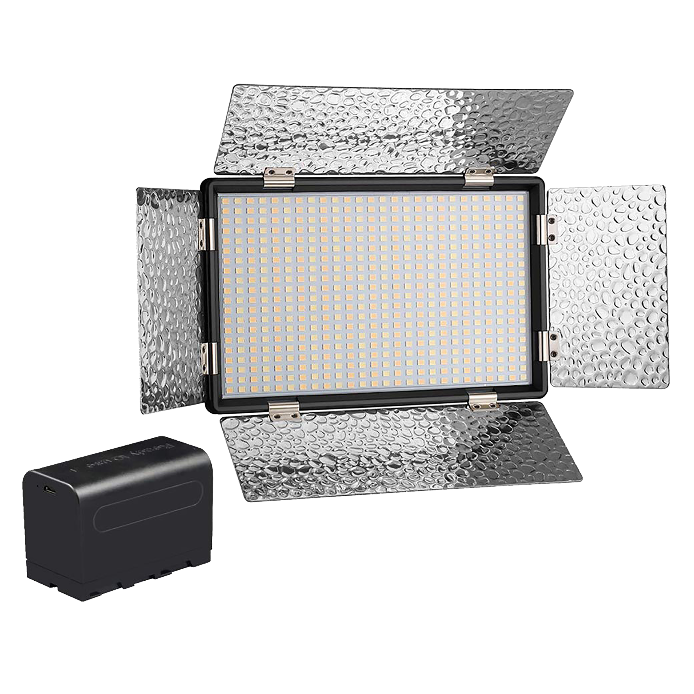 DigiTek D520B Com F750MU LED Video Light with Barndoor for Camera (Dual Color Temperature, Black)