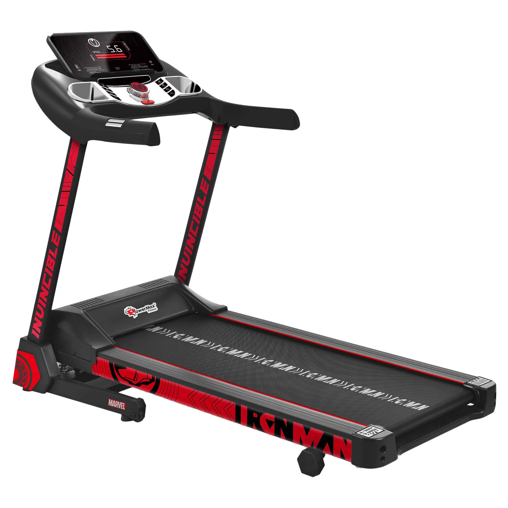 Powermax 2 HP Foldable Motorized Treadmill (Anti-bacterial Powder Coat Finish, MTM-2500, Red)