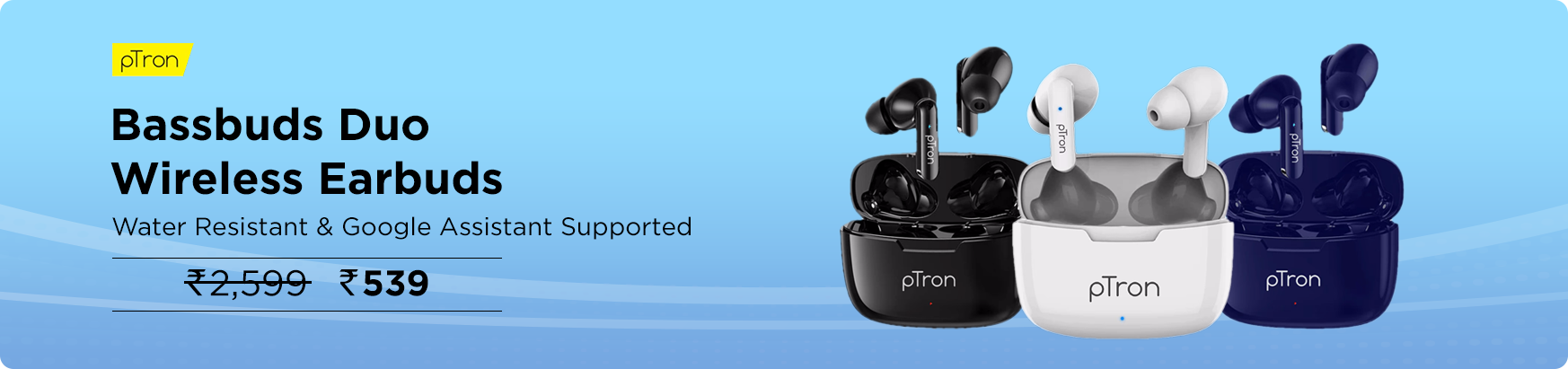 pTron Bassbuds Duo Wireless Earbuds