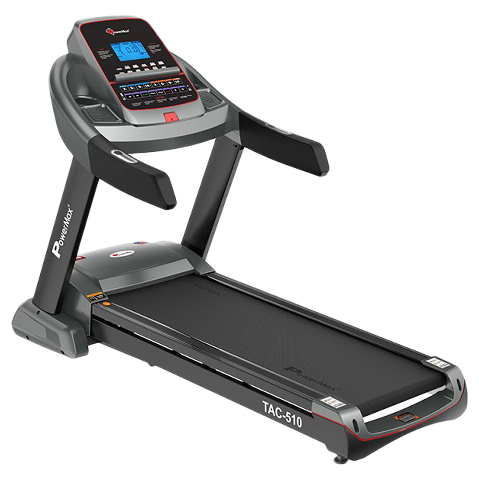 PowerMax 4.5 HP Foldable Motorized Treadmill (Heart Rate Sensor and 15 Levels Auto Incline, TAC-510, Black)_1