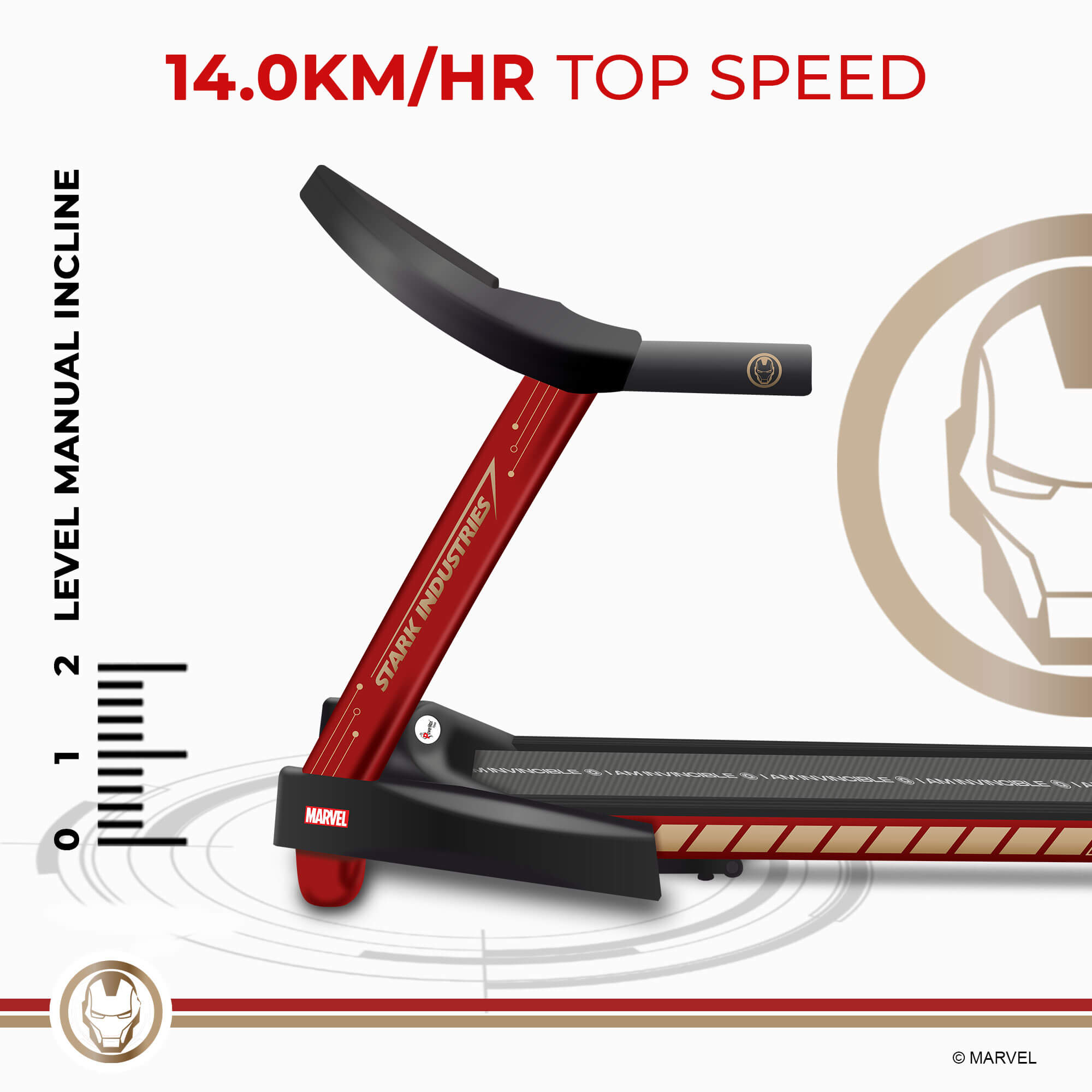 Powermax Ironman 4 HP Foldable Motorized Treadmill (Hi-Fi Speaker, MT-1M, Red)_4