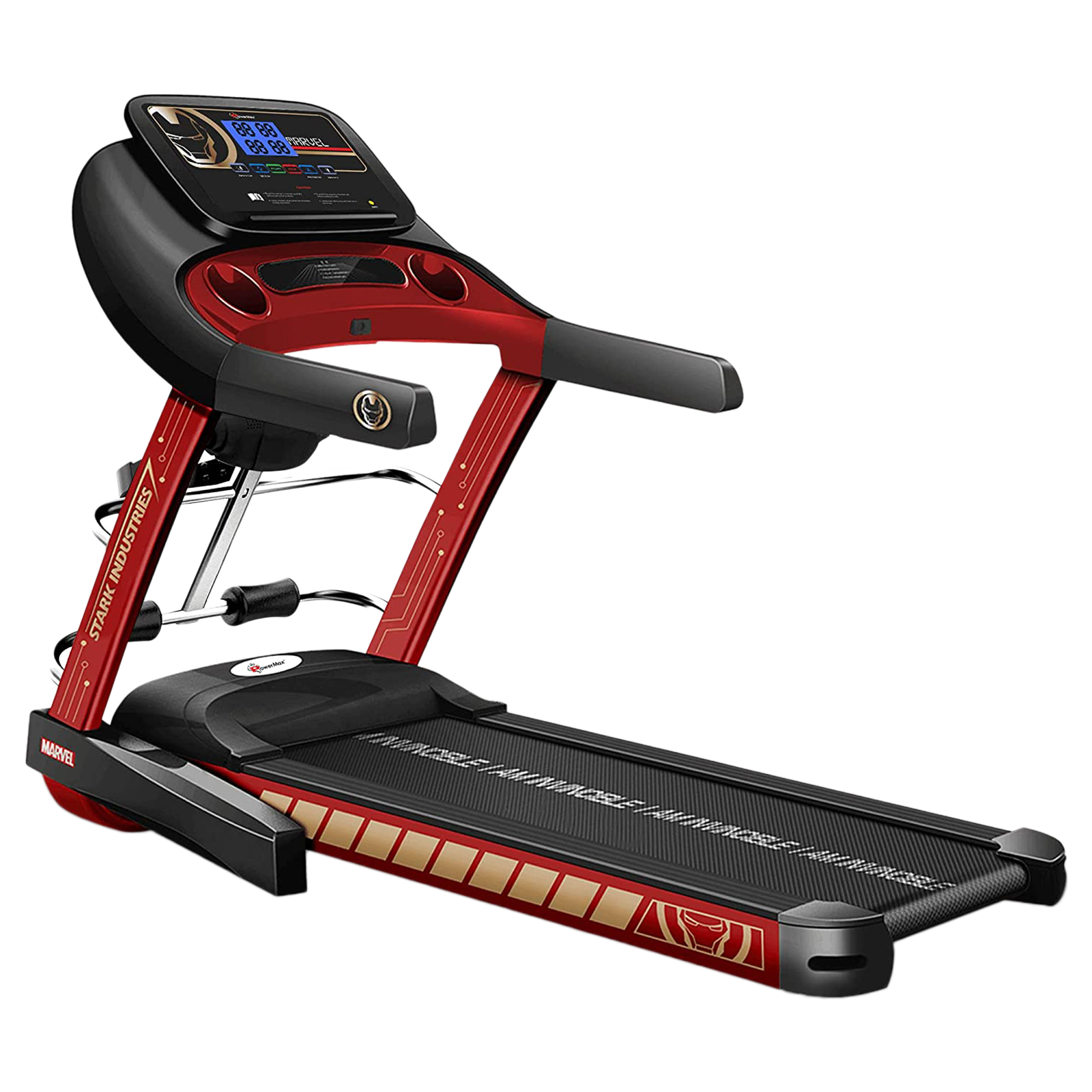 Powermax Ironman 4 HP Foldable Motorized Treadmill (Hi-Fi Speaker, MT-1M, Red)_1