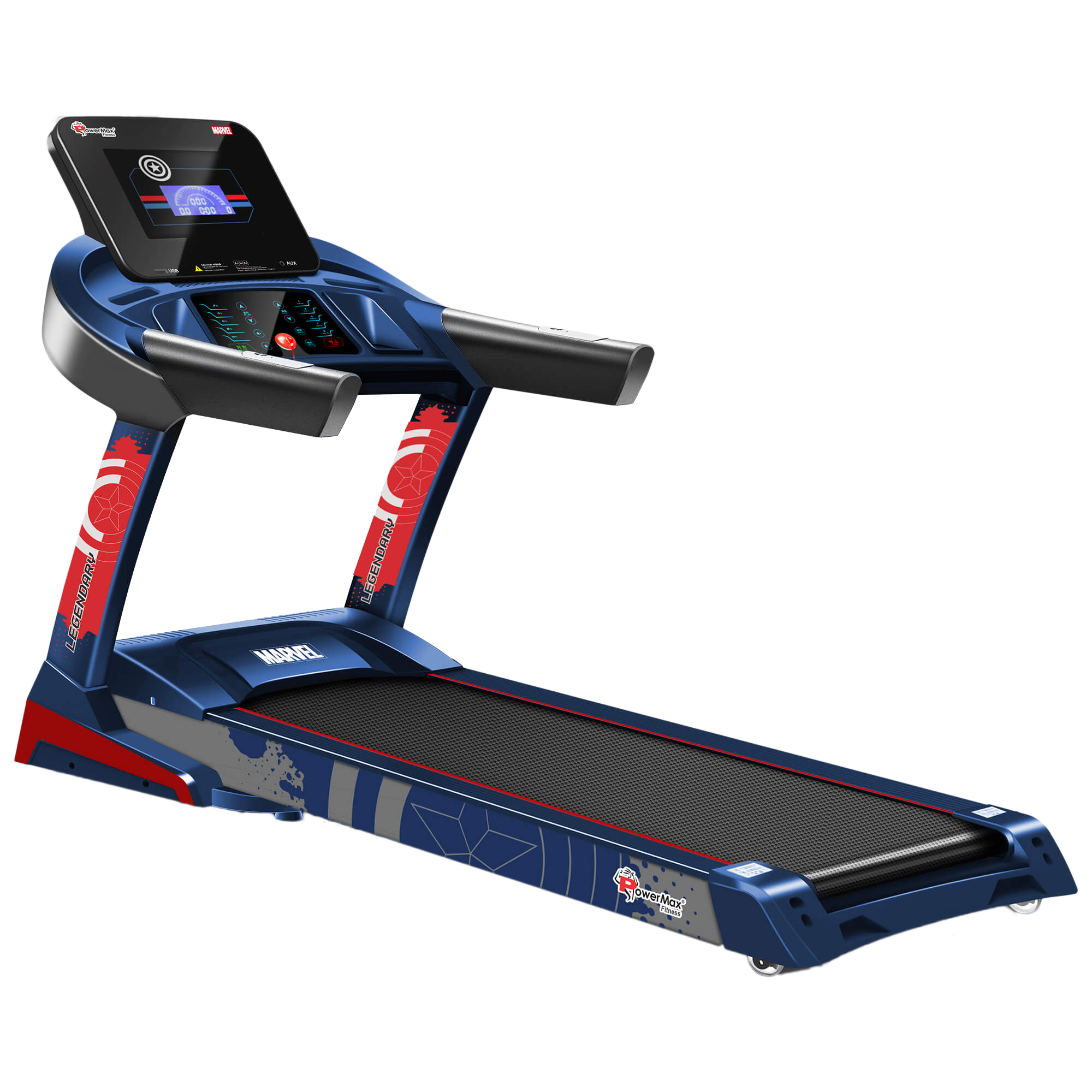 PowerMax 3HP Foldable Motorized Treadmill (15 Levels Electric Auto Inclination with 12 Preset Programmes, MTC-3600, Blue)_1