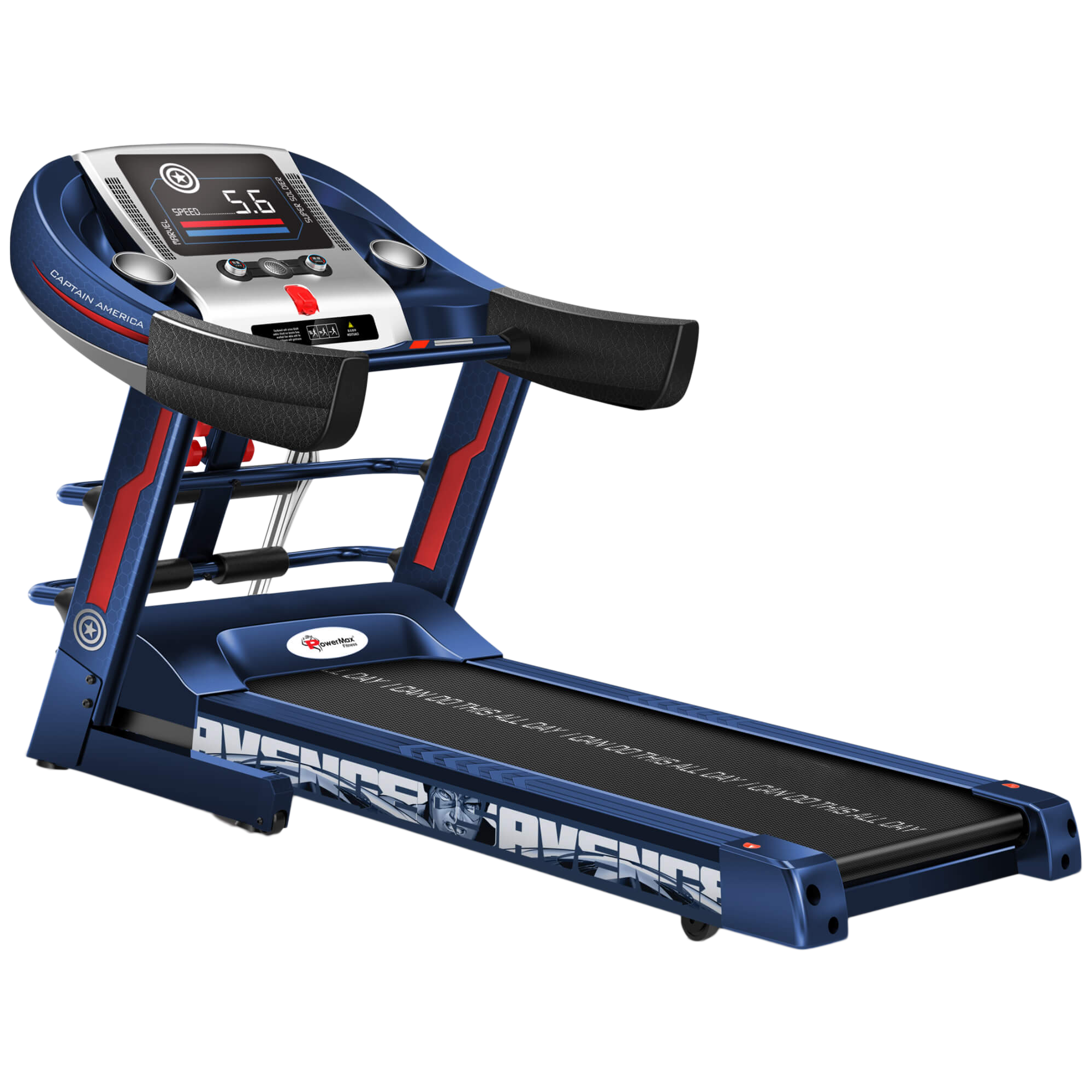 PowerMax Captain America 2HP Foldable Motorized Treadmill (6 Level Manual Incline, MTM-1000M, Blue)