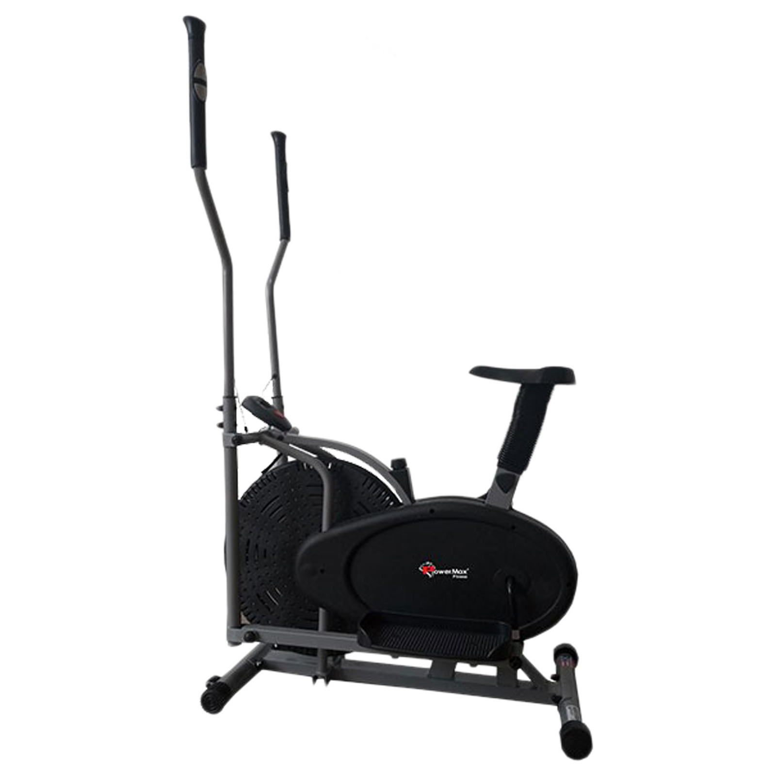 PowerMax Elliptical Cross Trainer Fitness Cycle with Hand Pulse (3 Resistance Level with LCD Display and Multiple Screen Reading, EH-200, Black)_1
